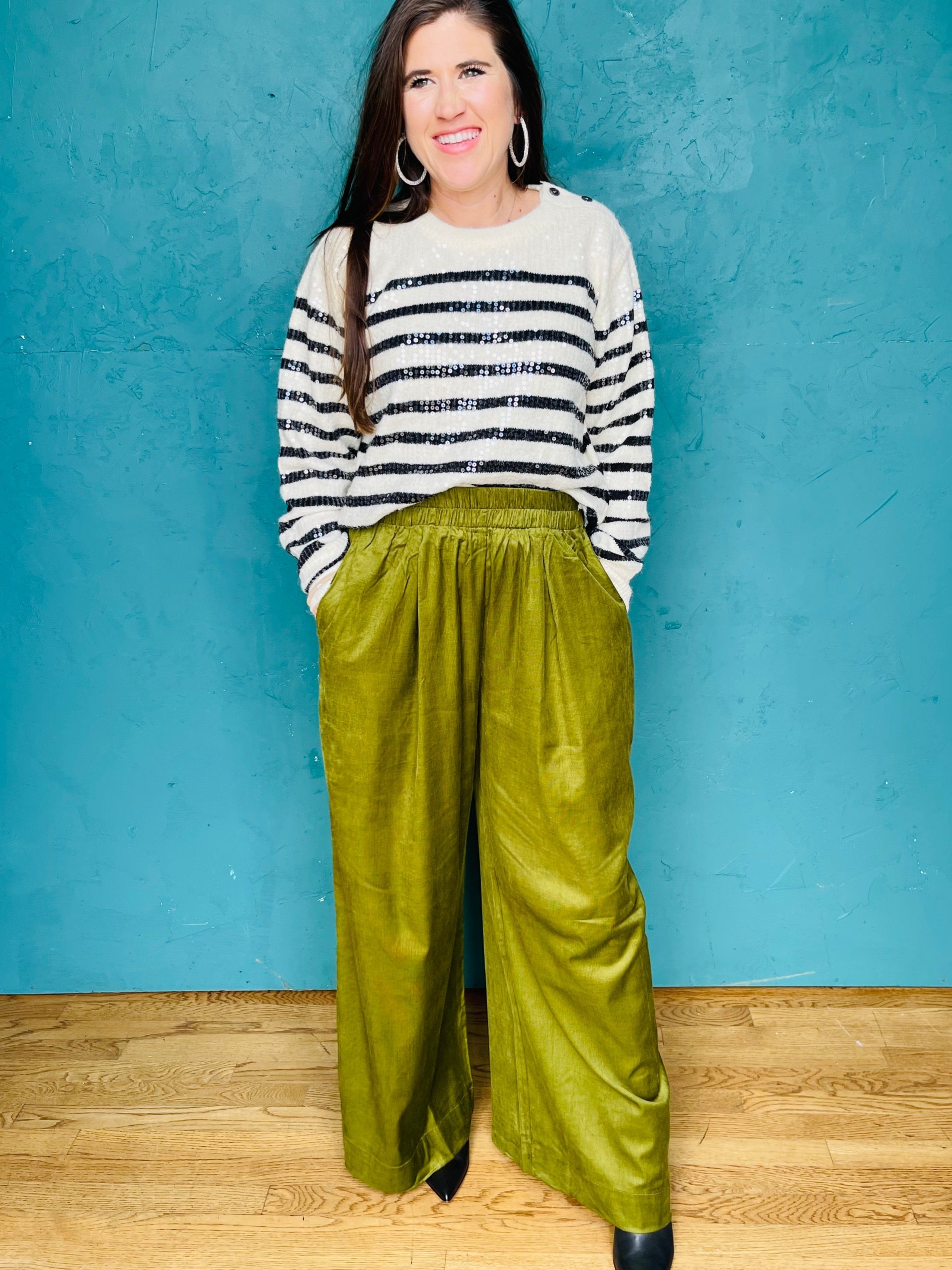 Flowy Green Wide Leg Pants