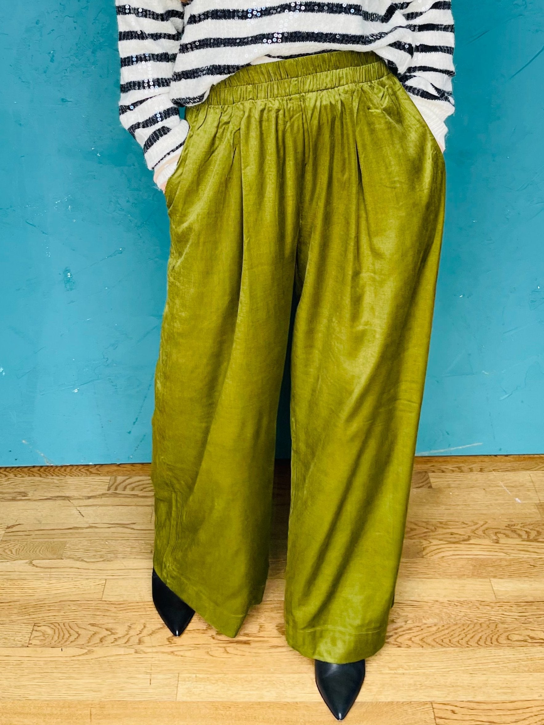 Flowy Green Wide Leg Pants