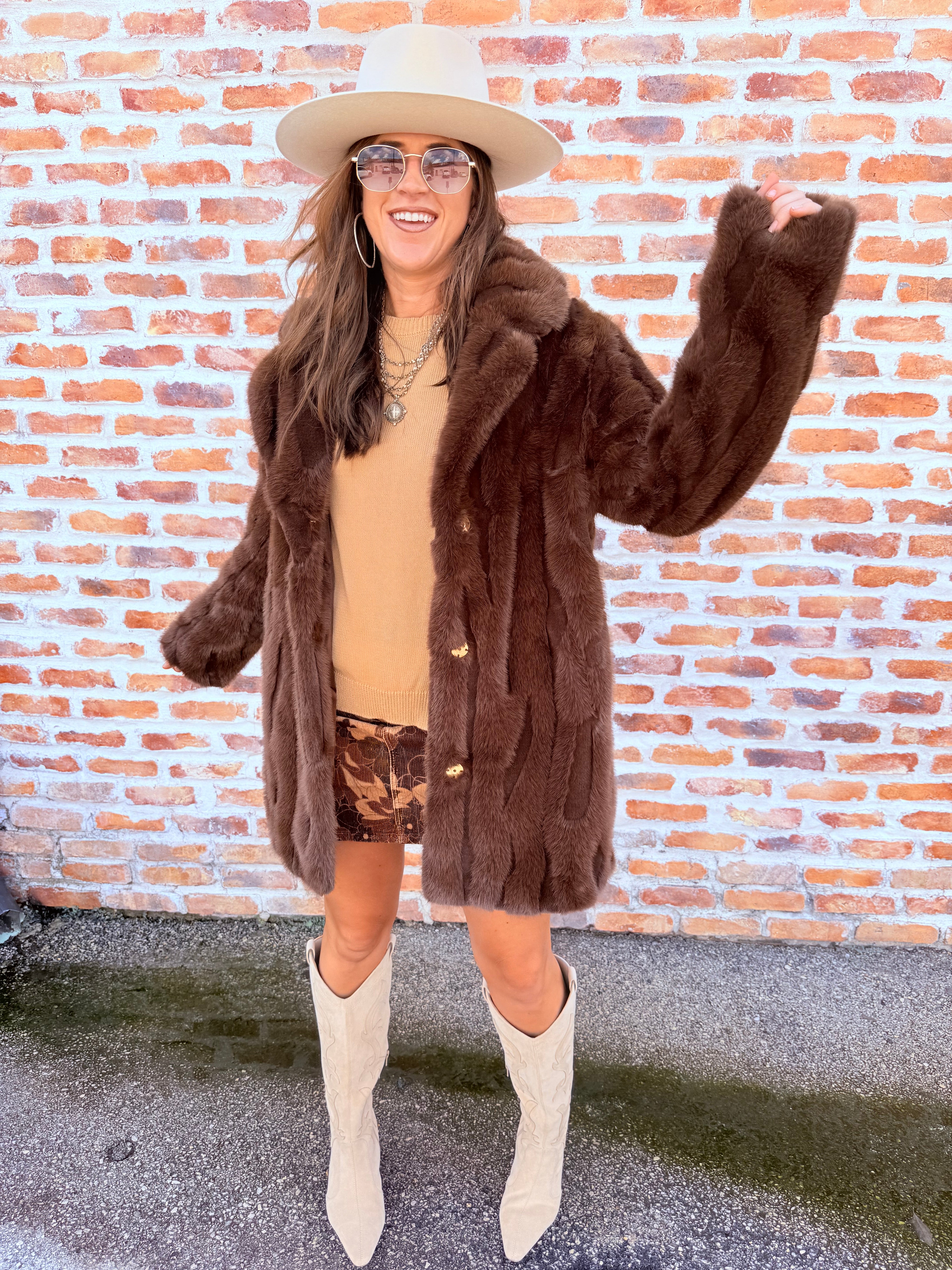 Brown Faux Fur Coat
