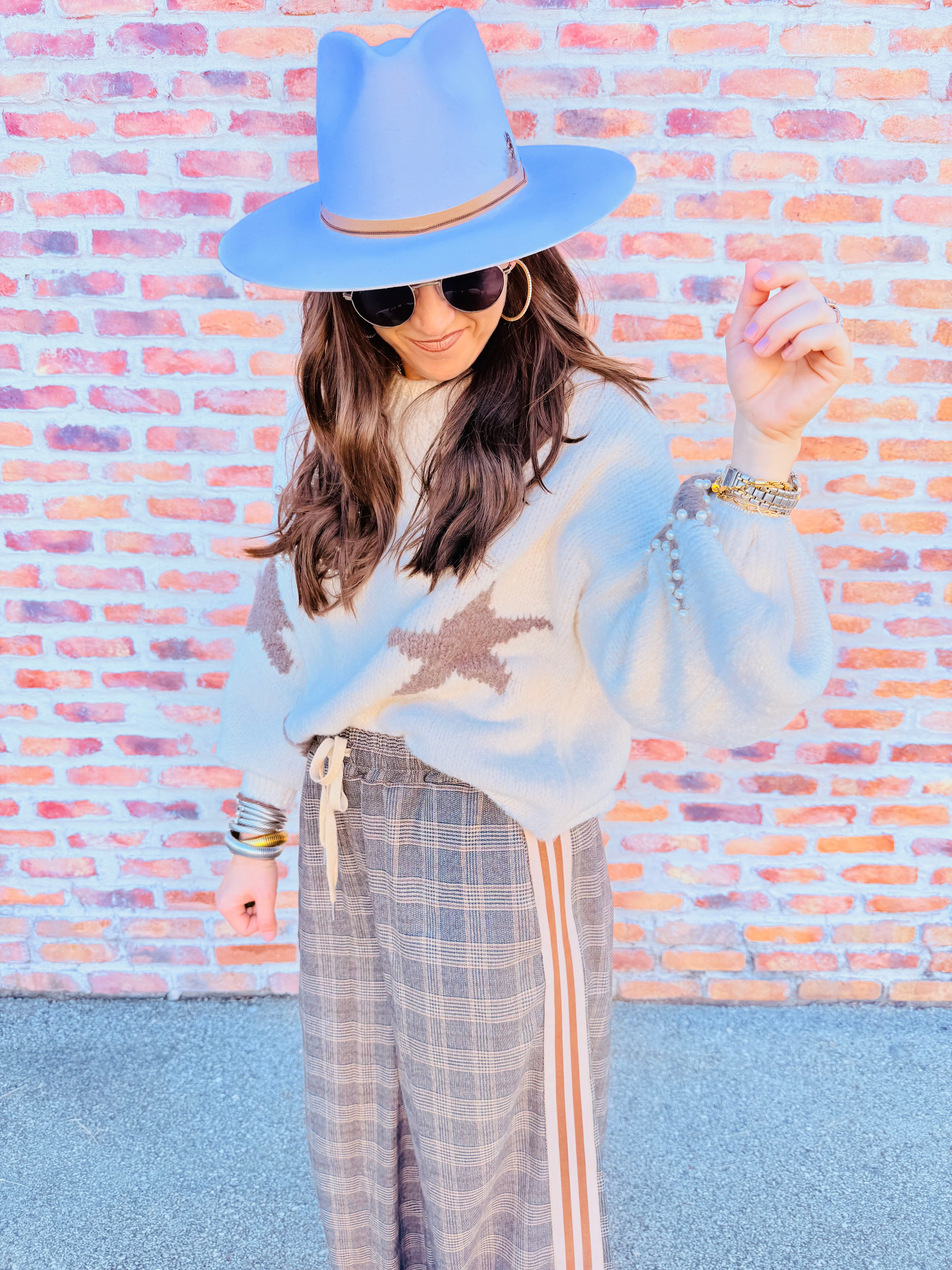 Plaid Stripe Wide Leg Pant