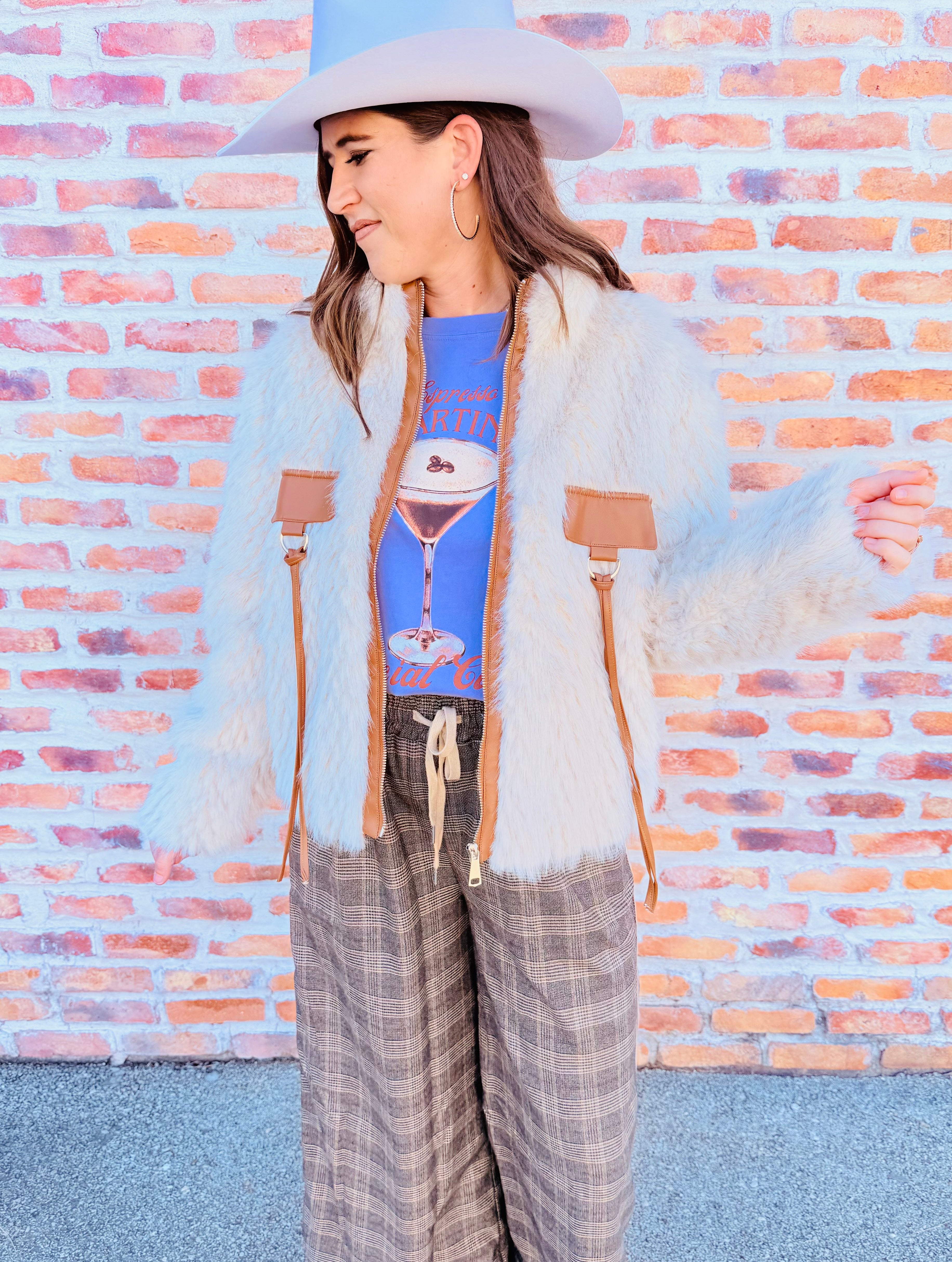 Faux Fur Leather Accent Jacket