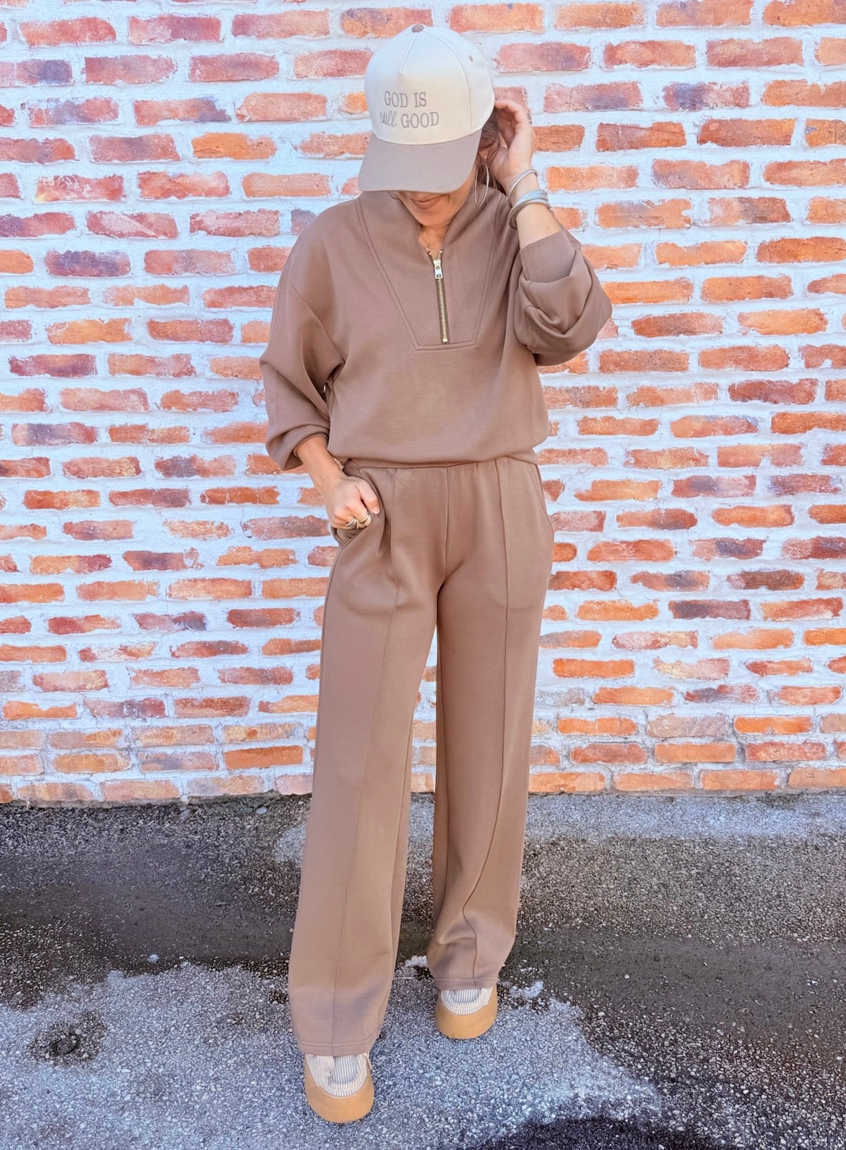 Elastic Waistband Wide Leg Pant