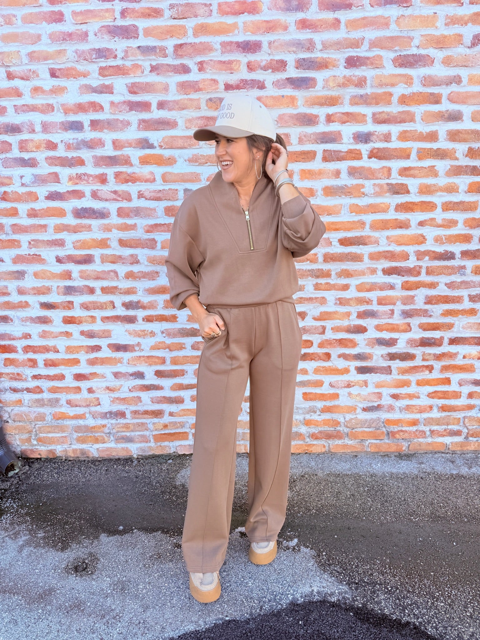 Elastic Waistband Wide Leg Pant