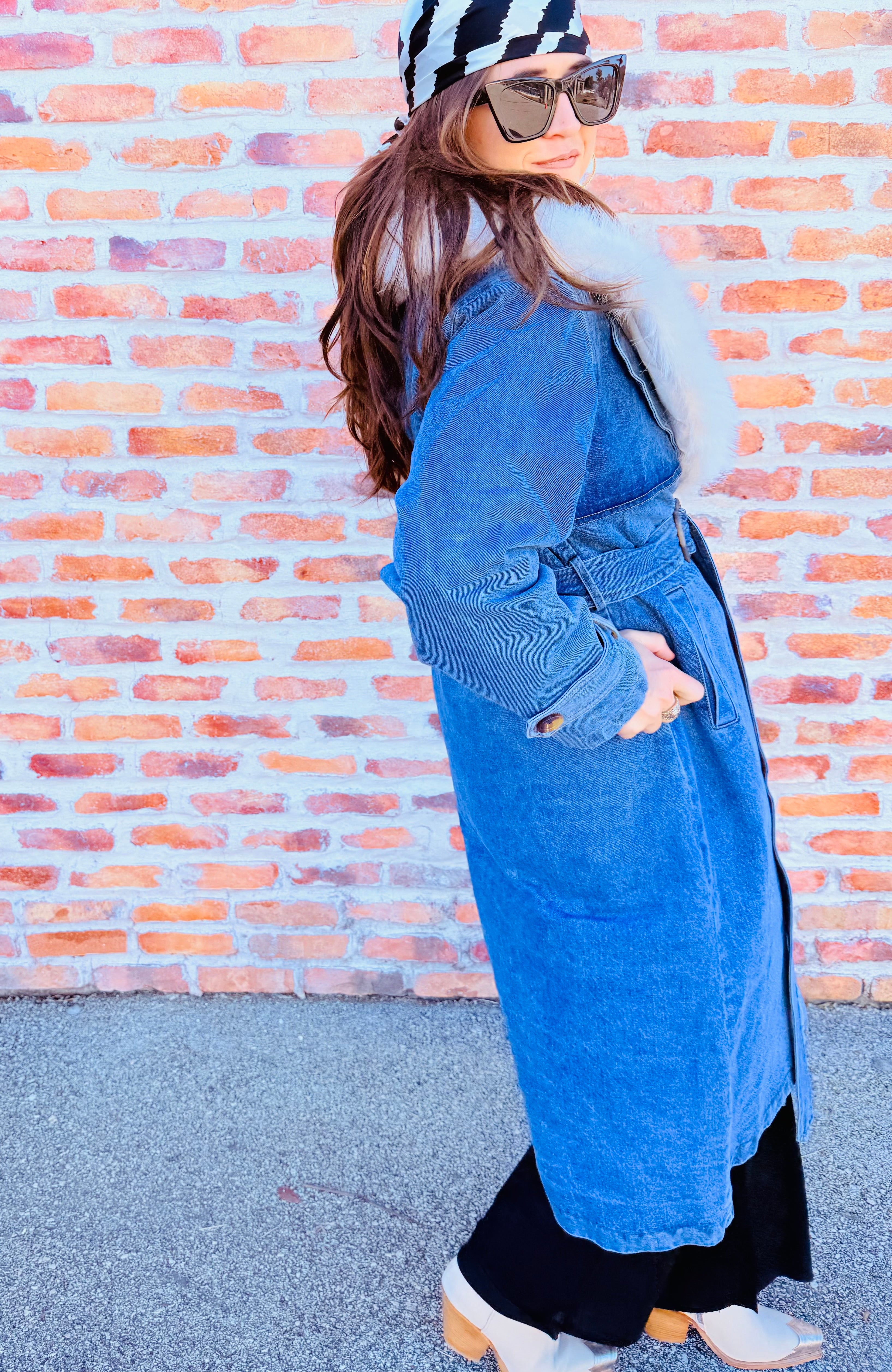 Fur Or Not Denim Trench Coat