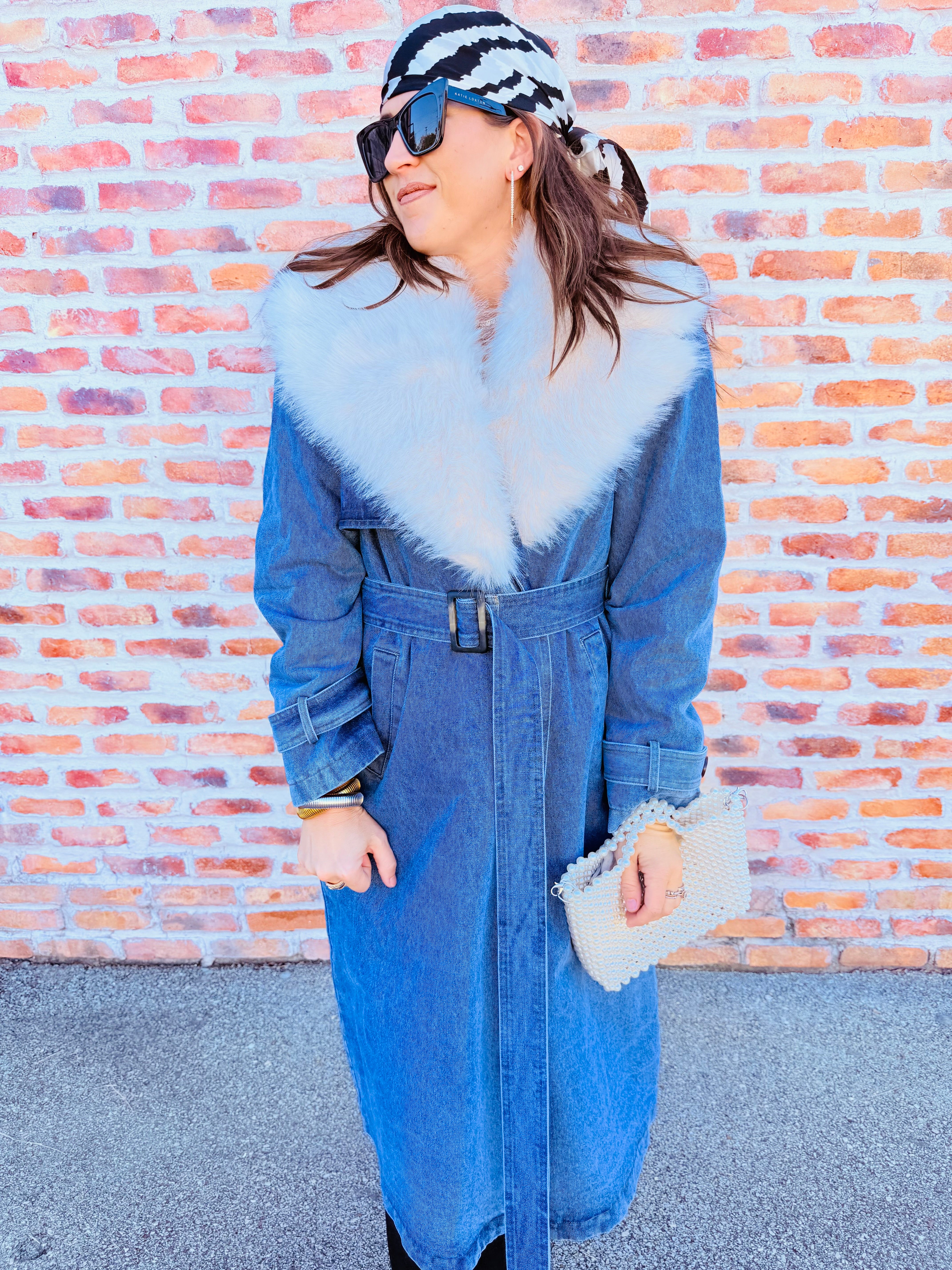 Fur Or Not Denim Trench Coat
