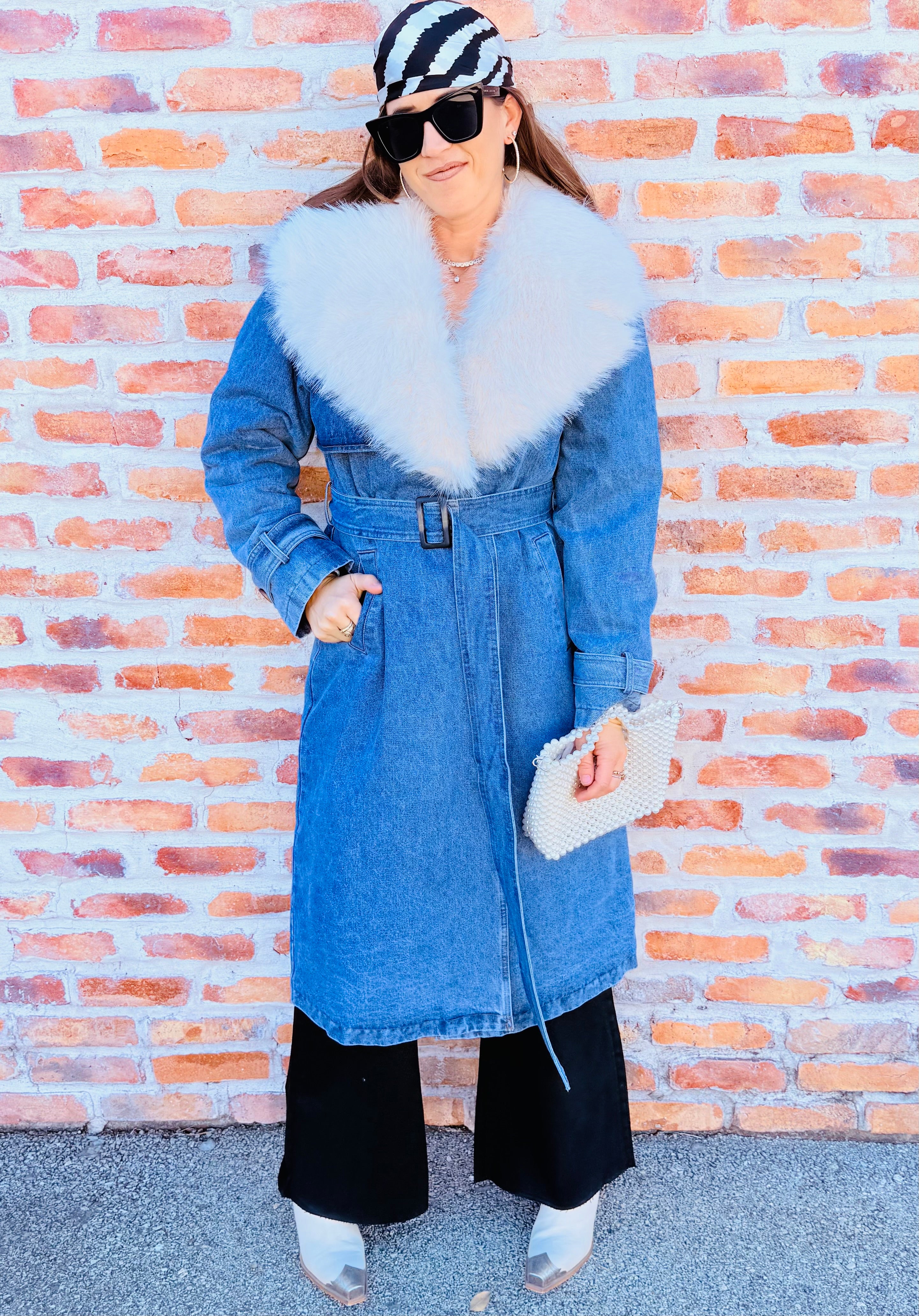 Fur Or Not Denim Trench Coat