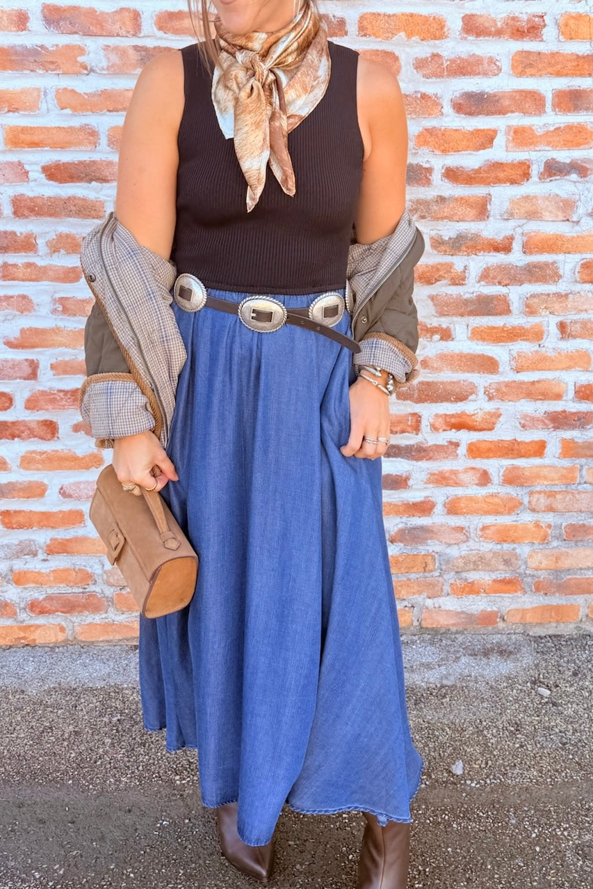 Maxi Mock Neck Sleeveless Dress