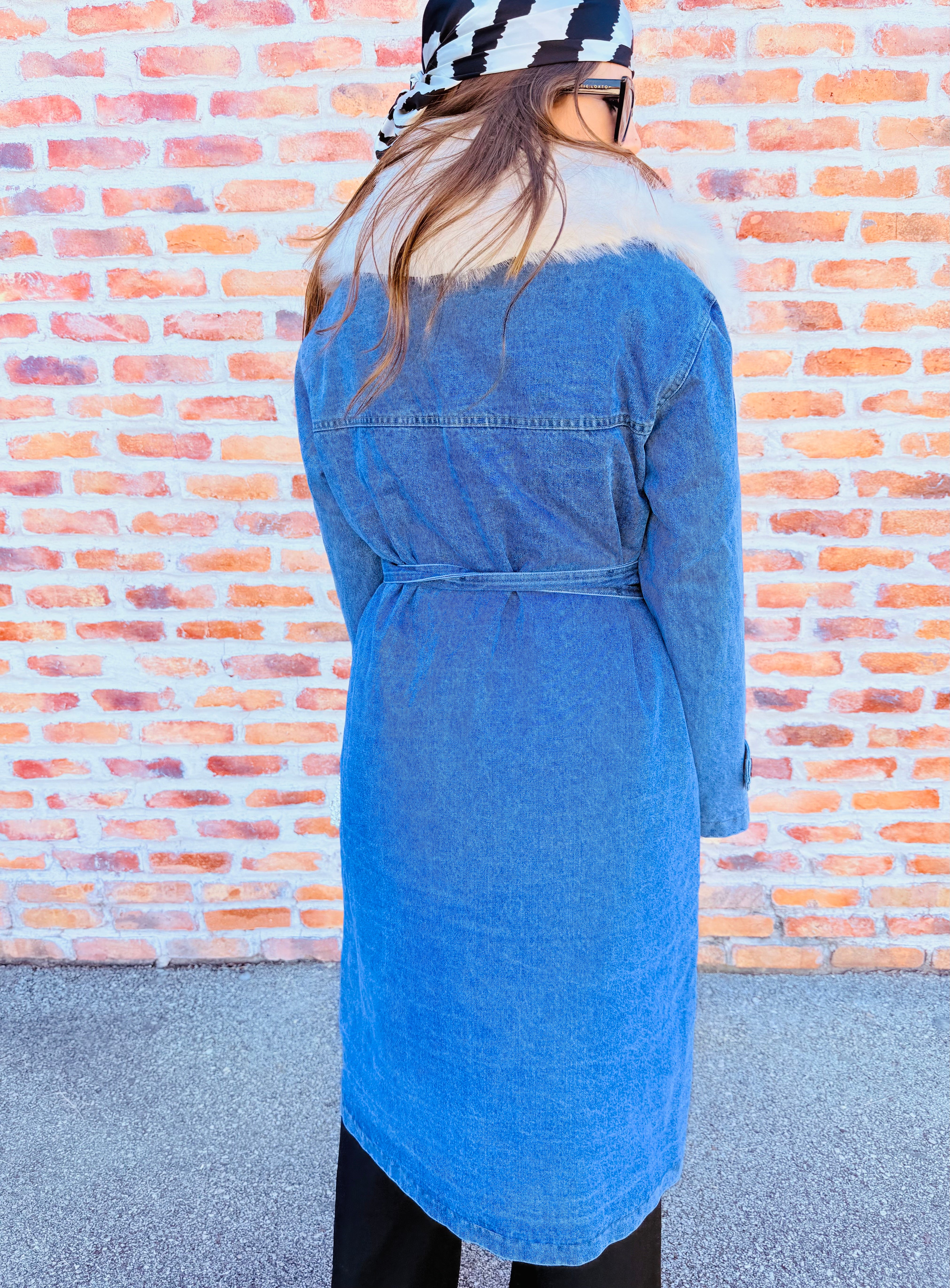 Fur Or Not Denim Trench Coat