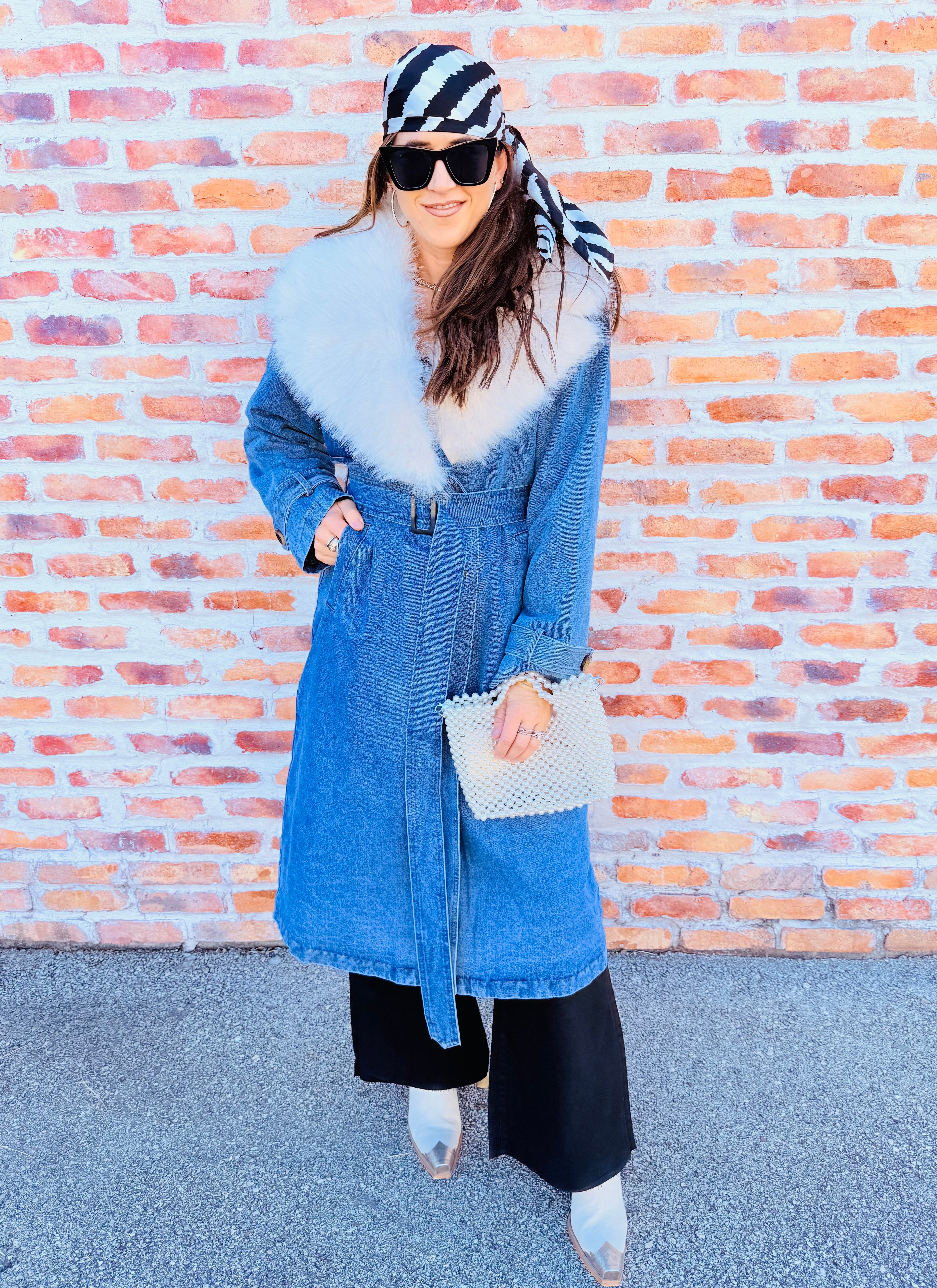 Fur Or Not Denim Trench Coat