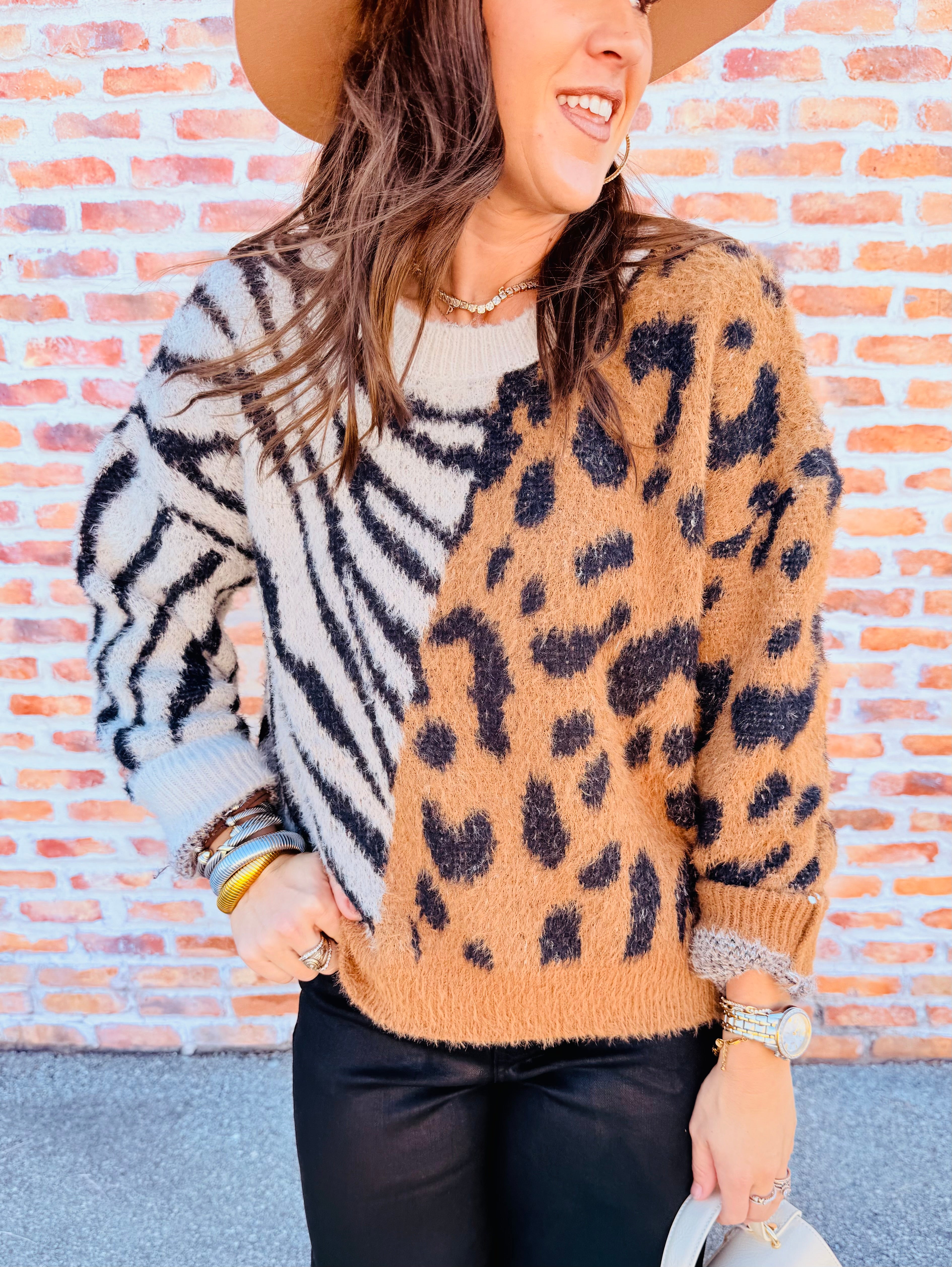 Animal Combo Print Sweater