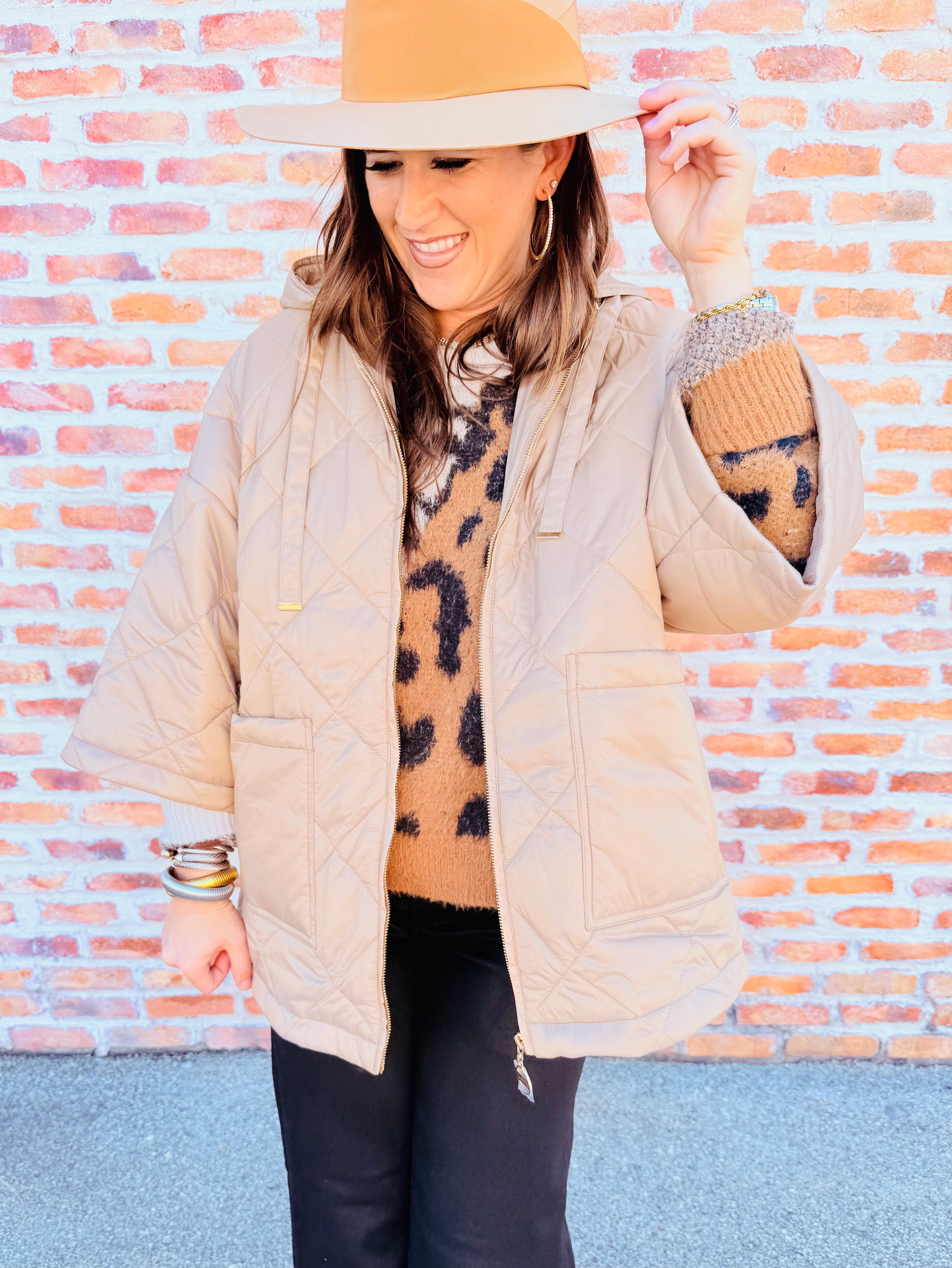 Diamond Quilt Hooded Jacket