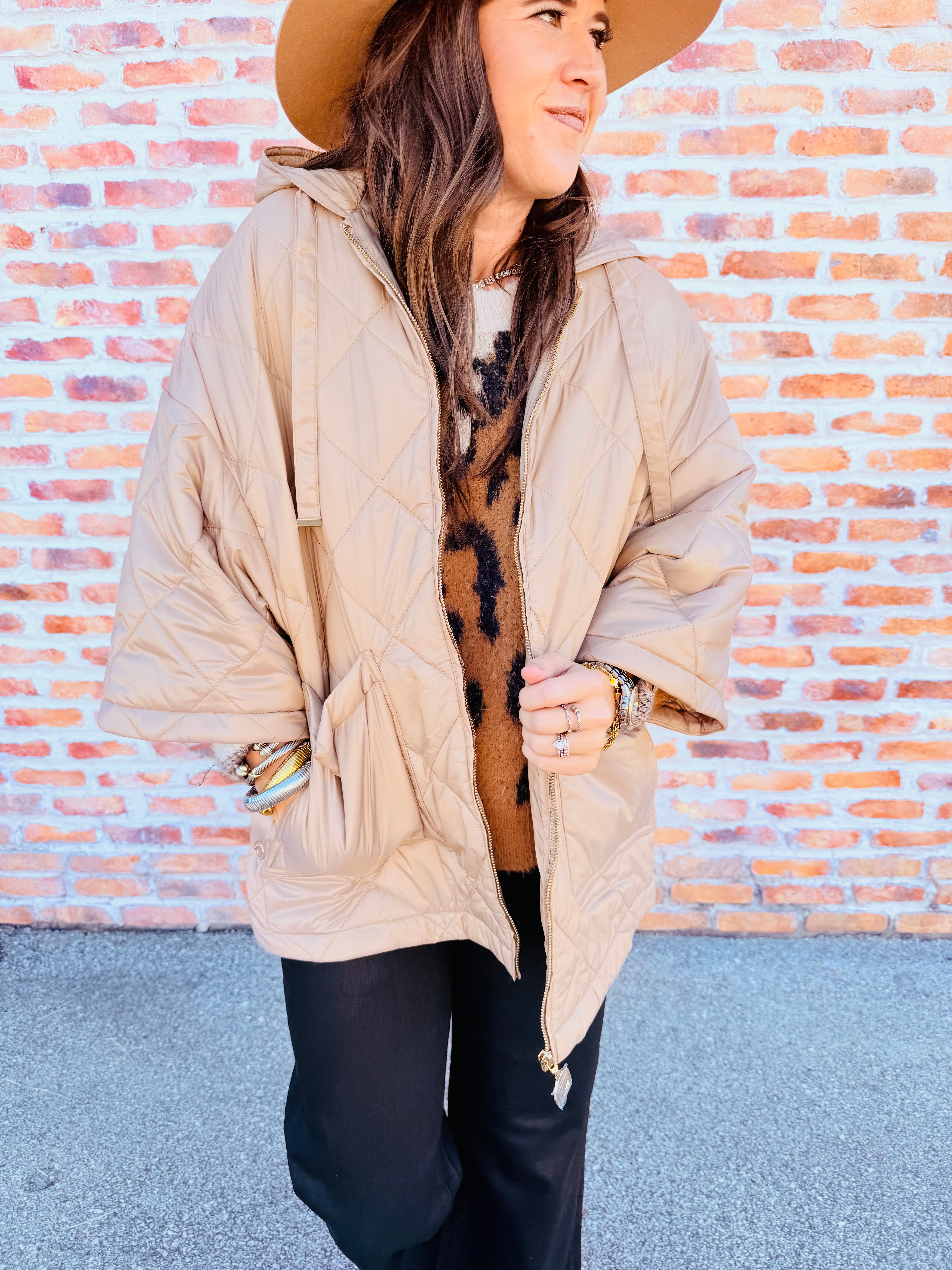Diamond Quilt Hooded Jacket