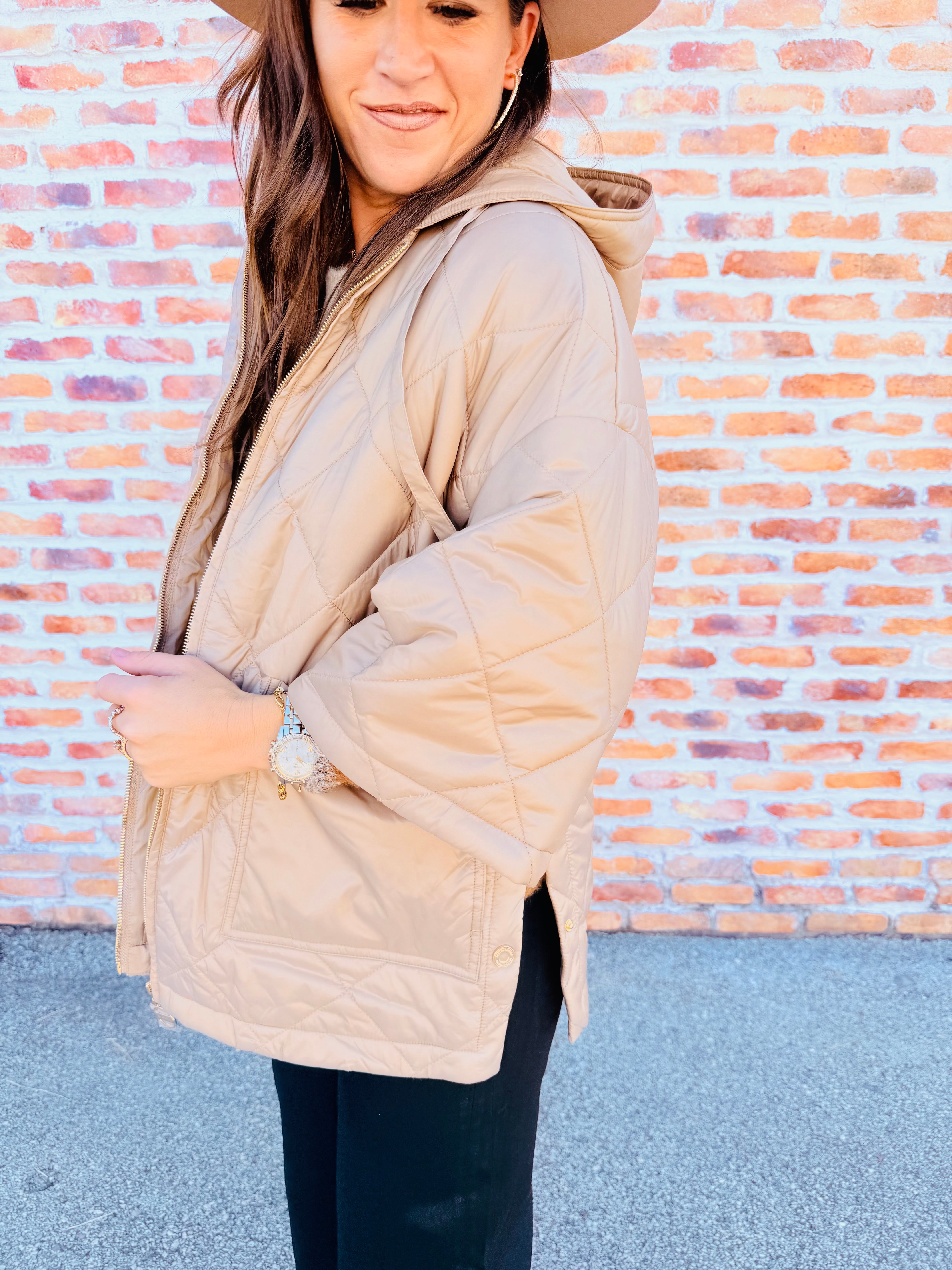 Diamond Quilt Hooded Jacket