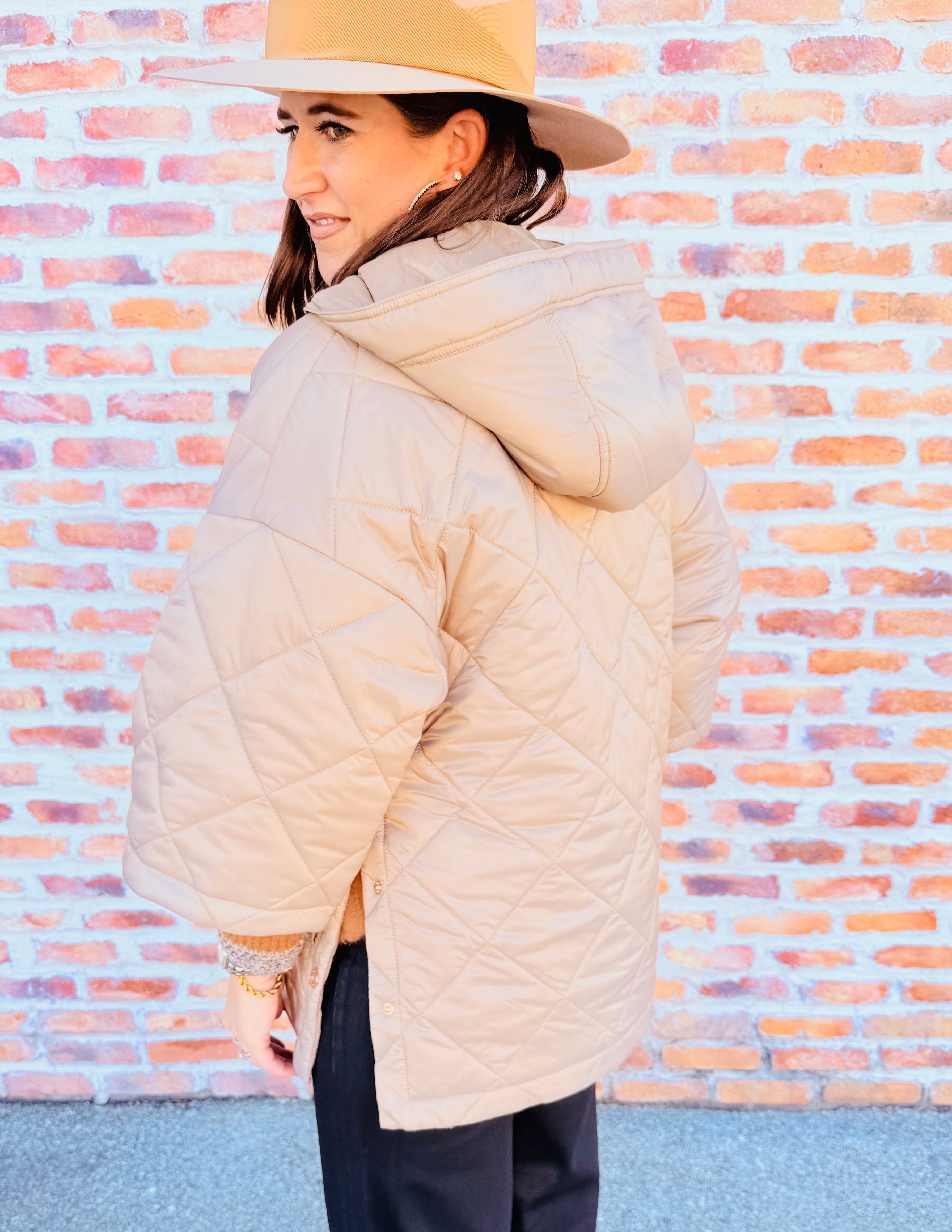 Diamond Quilt Hooded Jacket