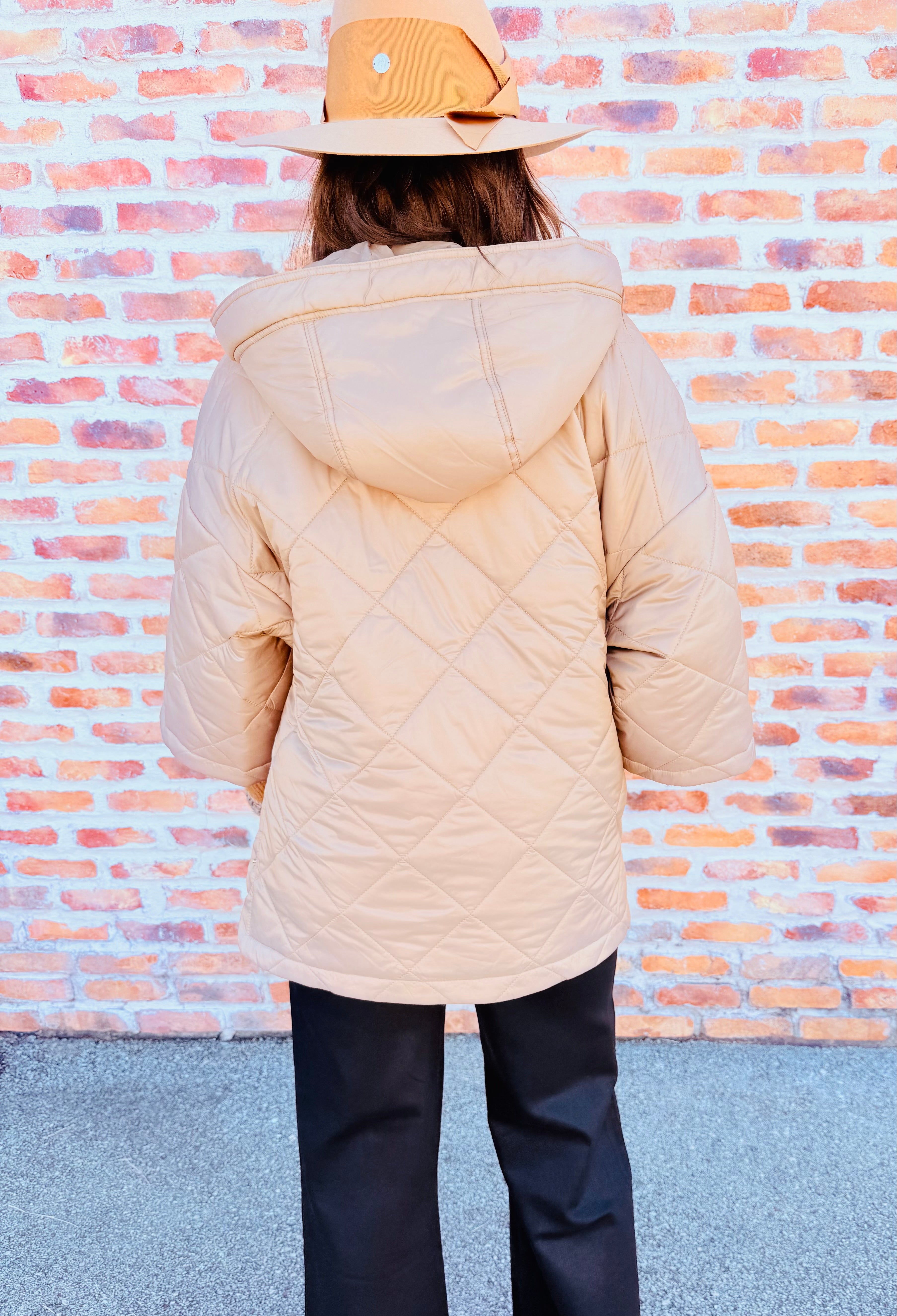Diamond Quilt Hooded Jacket