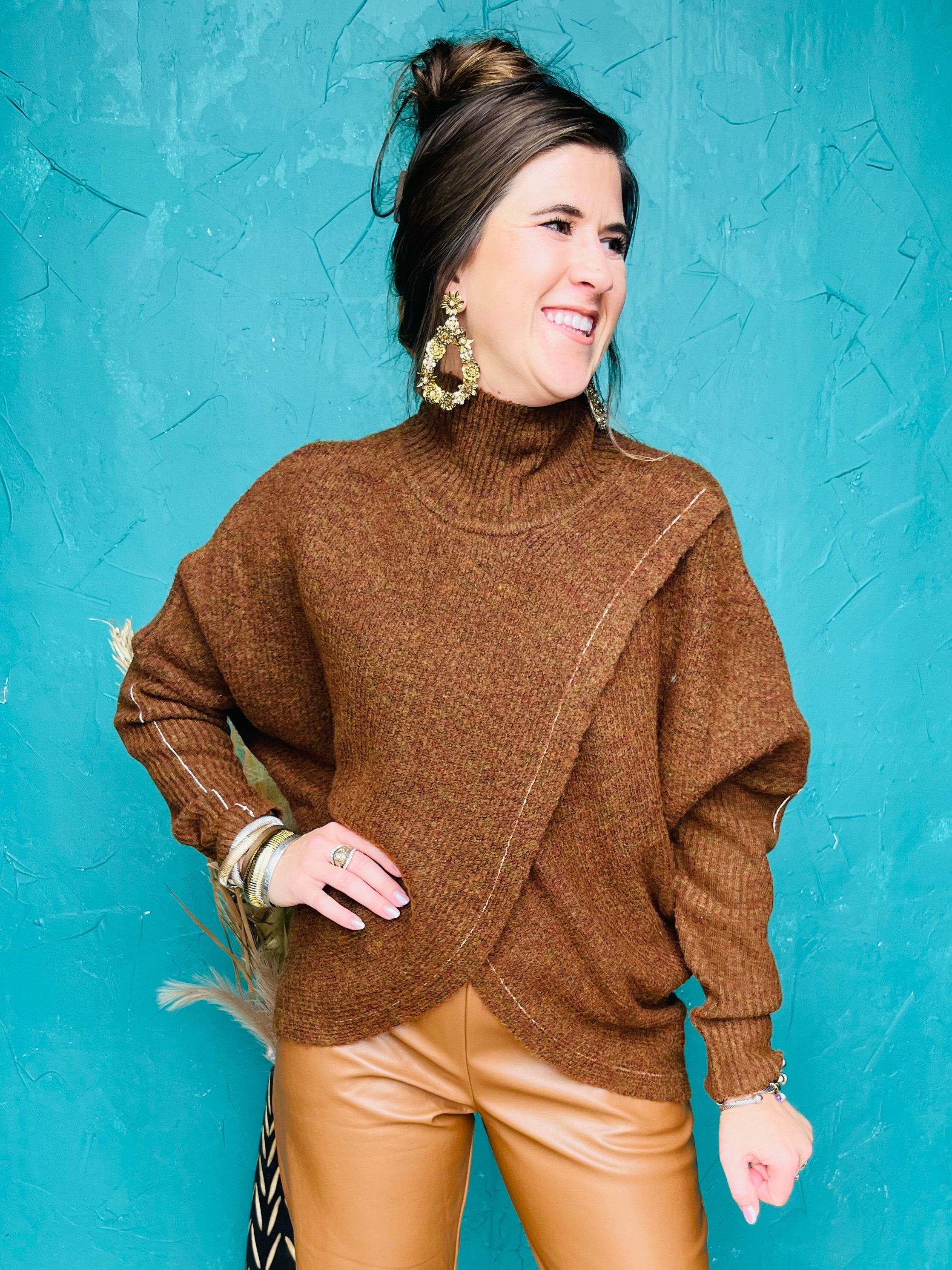 Dark Tan Turtle Neck Sweater