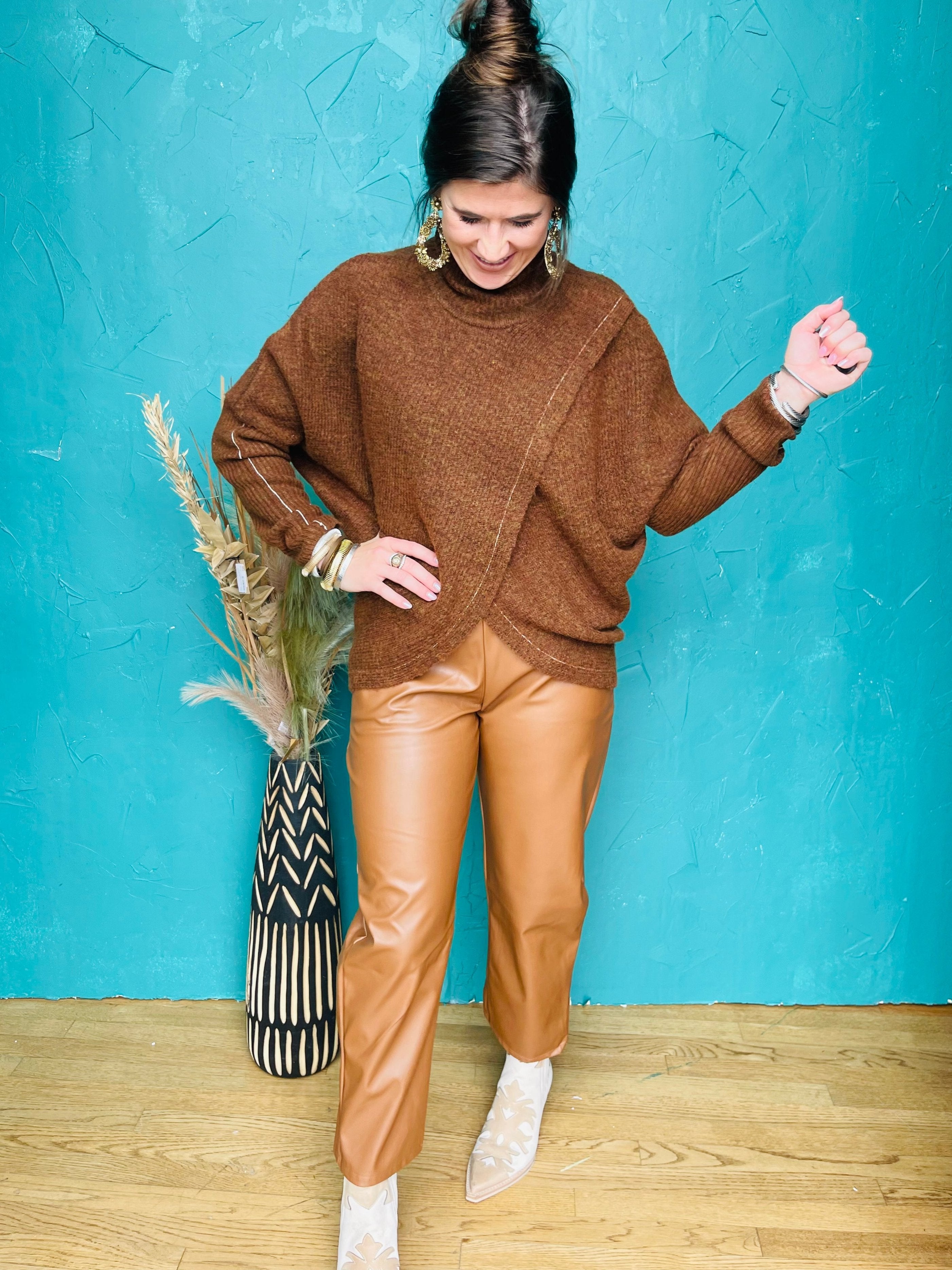 Dark Tan Turtle Neck Sweater