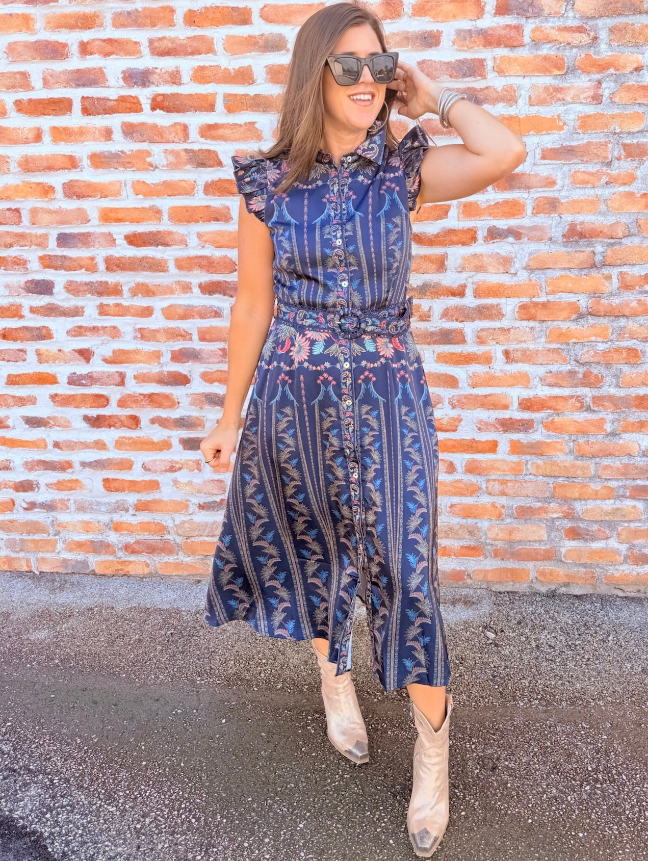 Karly Ruffled Shirt Midi Dress