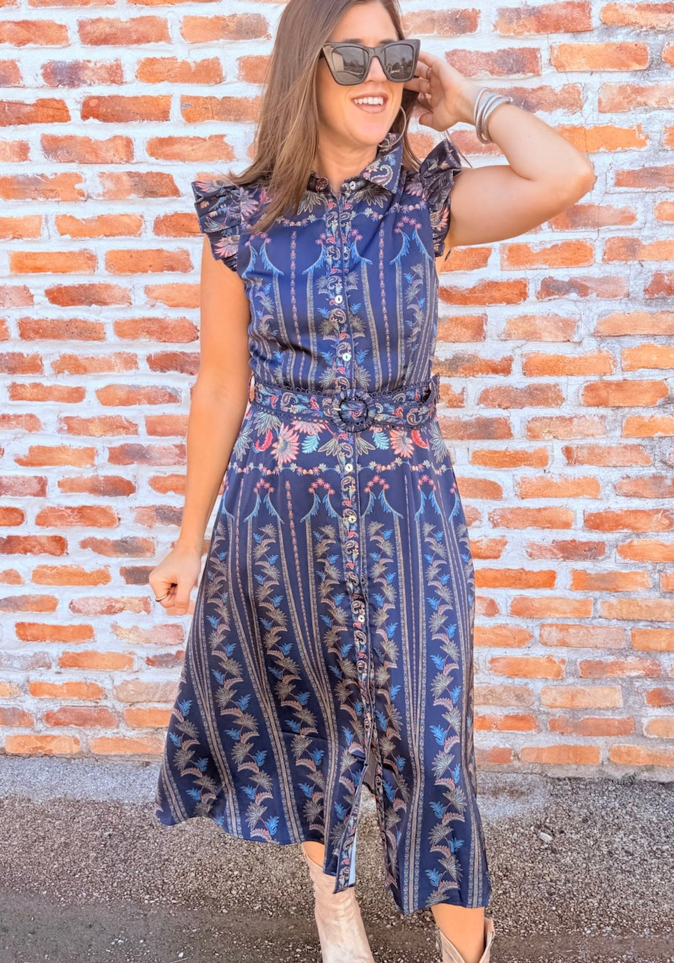 Karly Ruffled Shirt Midi Dress