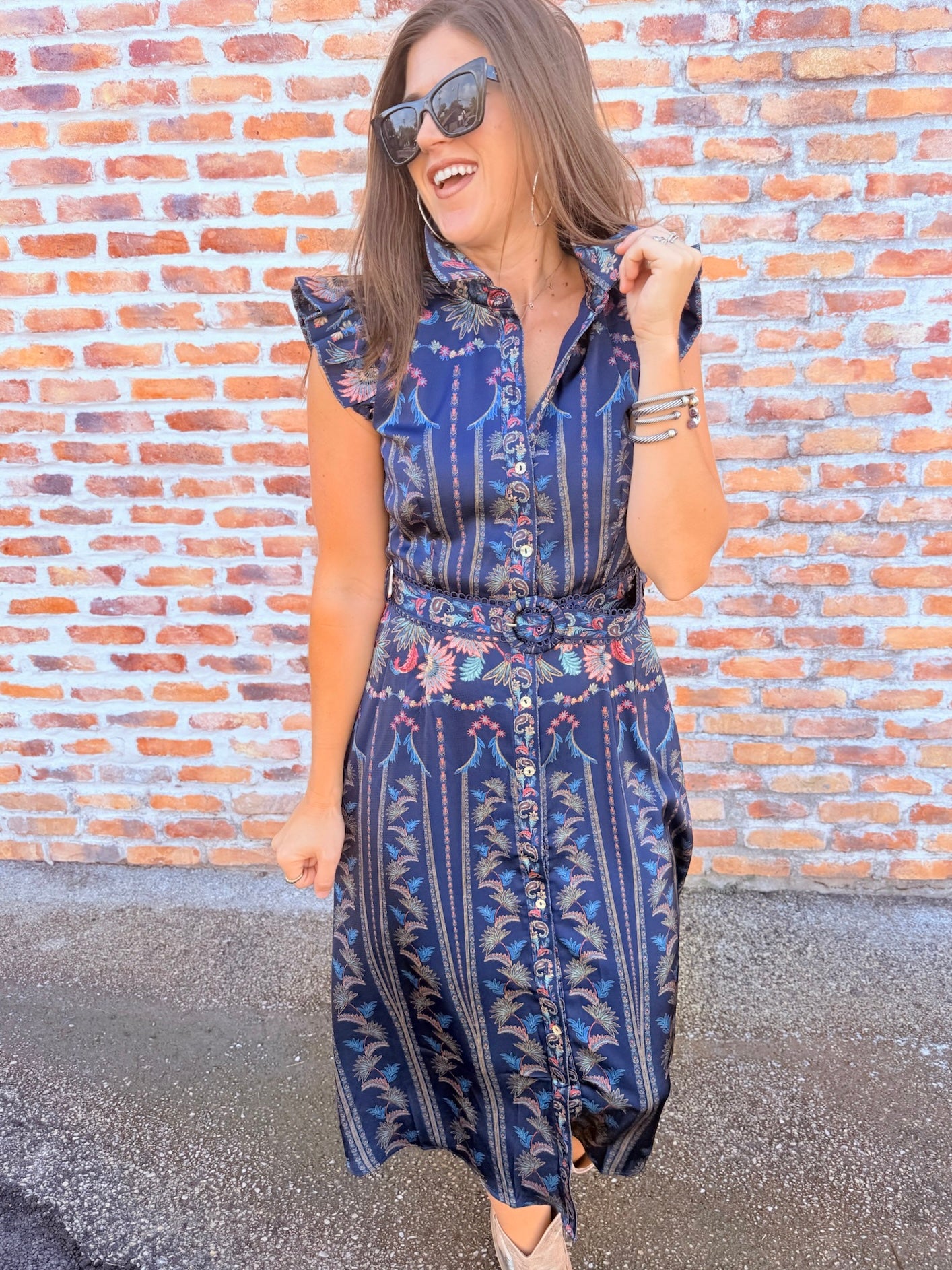 Karly Ruffled Shirt Midi Dress
