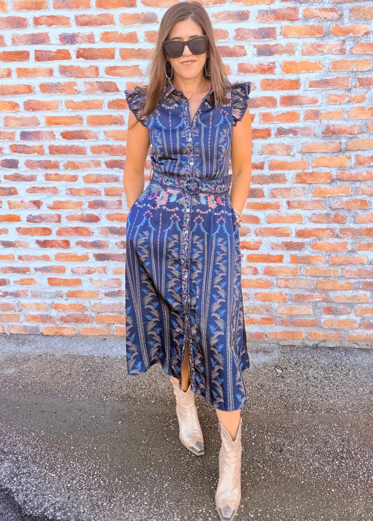 Karly Ruffled Shirt Midi Dress