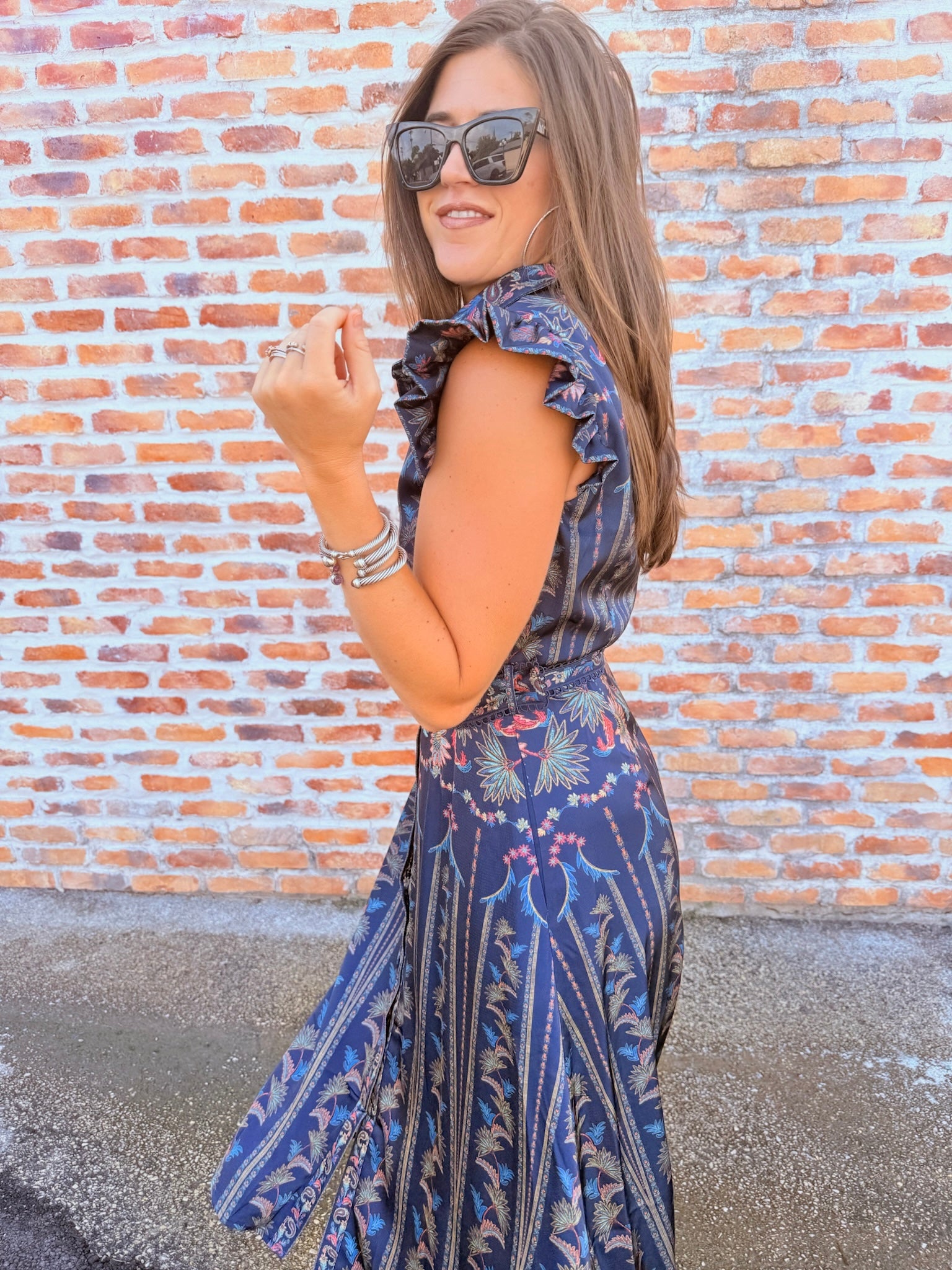 Karly Ruffled Shirt Midi Dress
