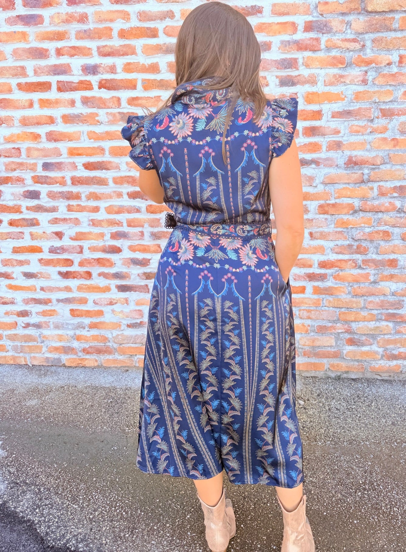 Karly Ruffled Shirt Midi Dress