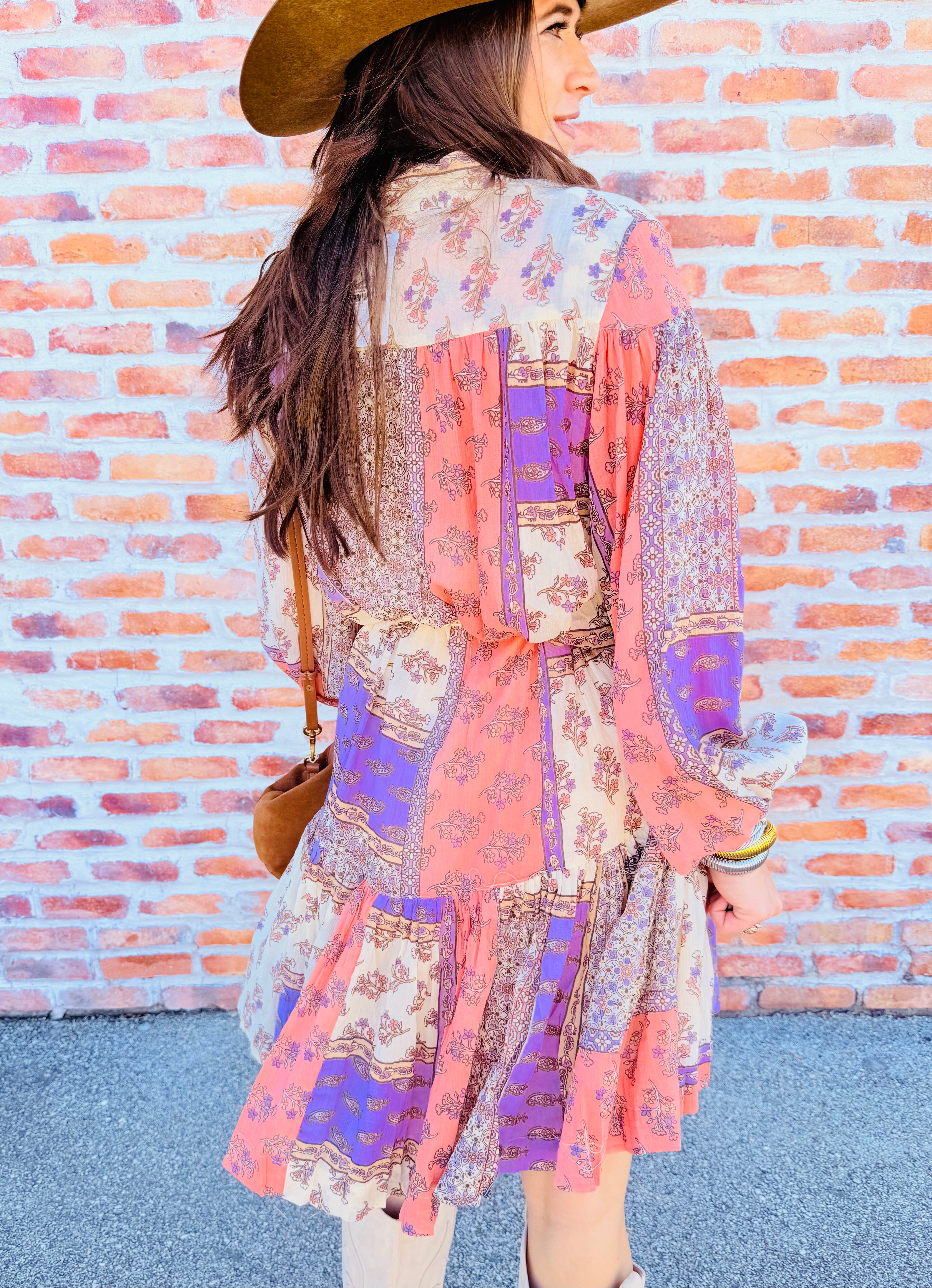 Floral Boho Button Dress W/Tie