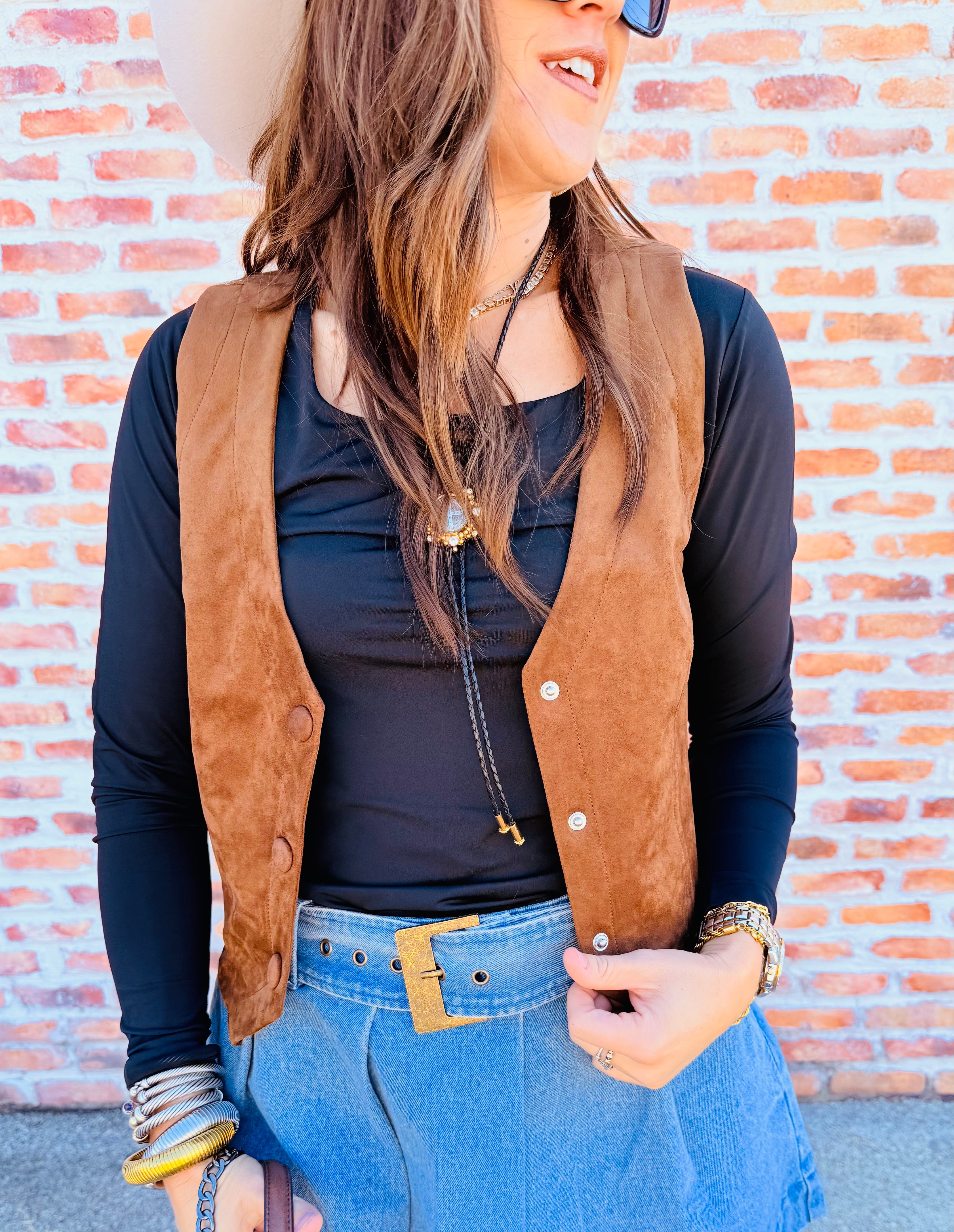 Drea Cropped Suede Vest