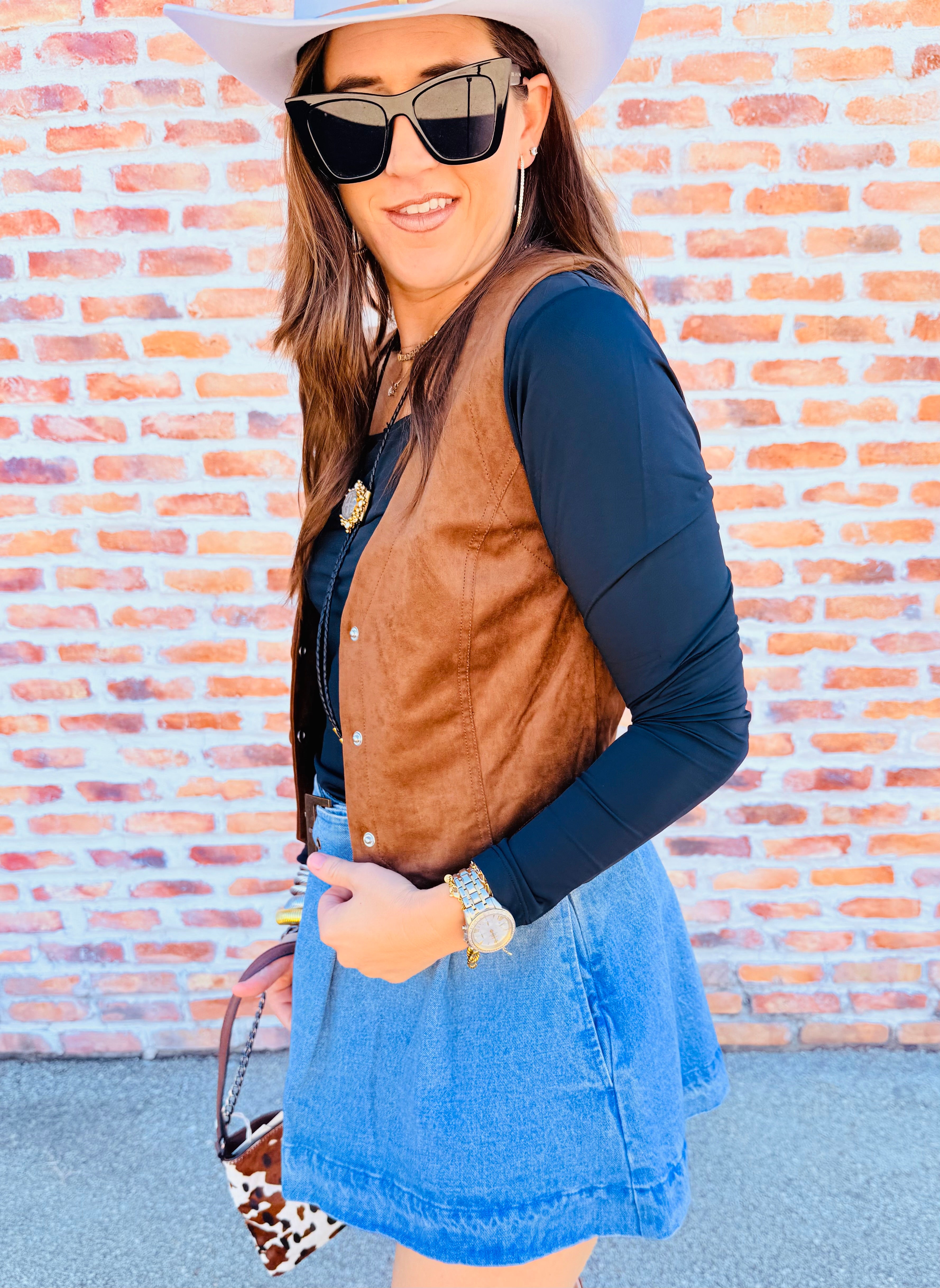 Drea Cropped Suede Vest