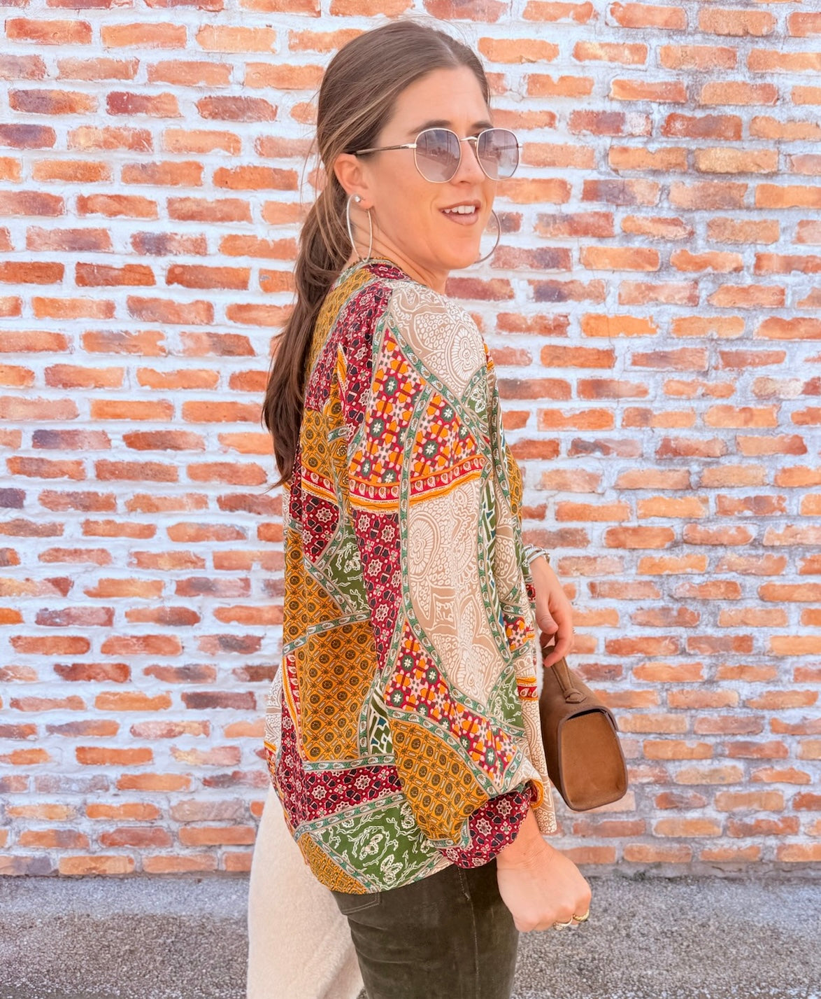 Button Front V-Neck Top