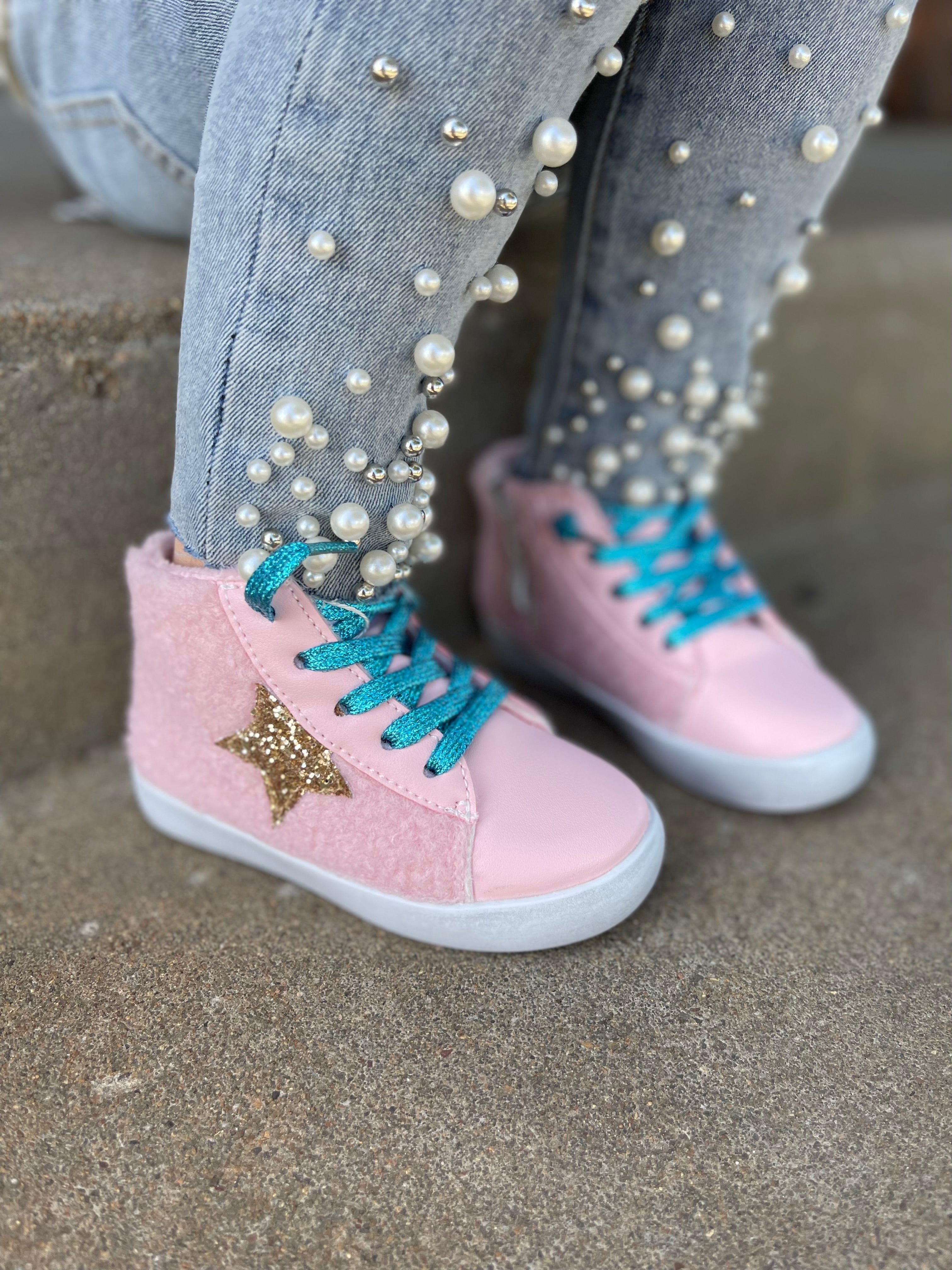Baby Pink Sherpa High Tops