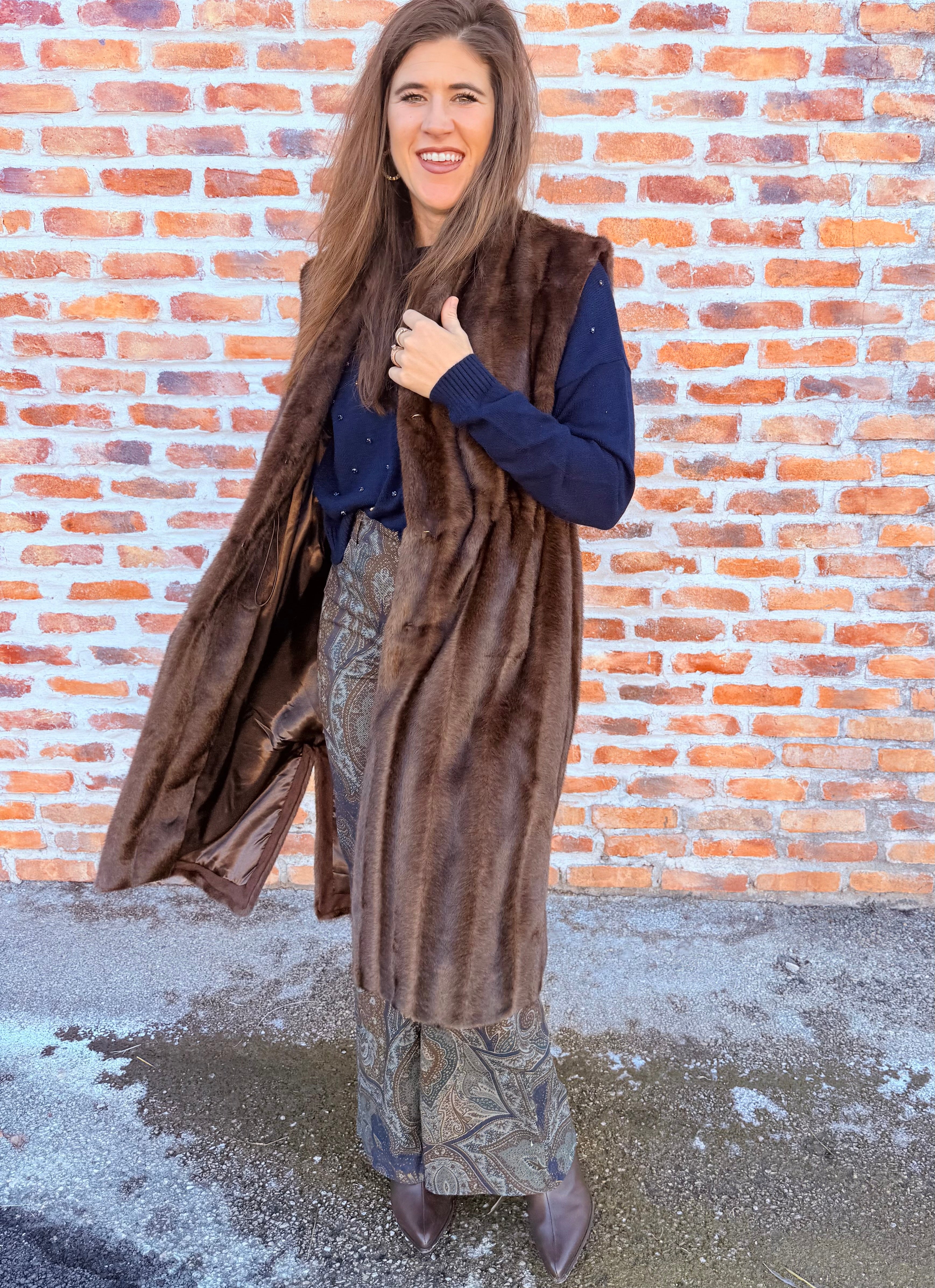 Straight Fit Faux Fur Vest