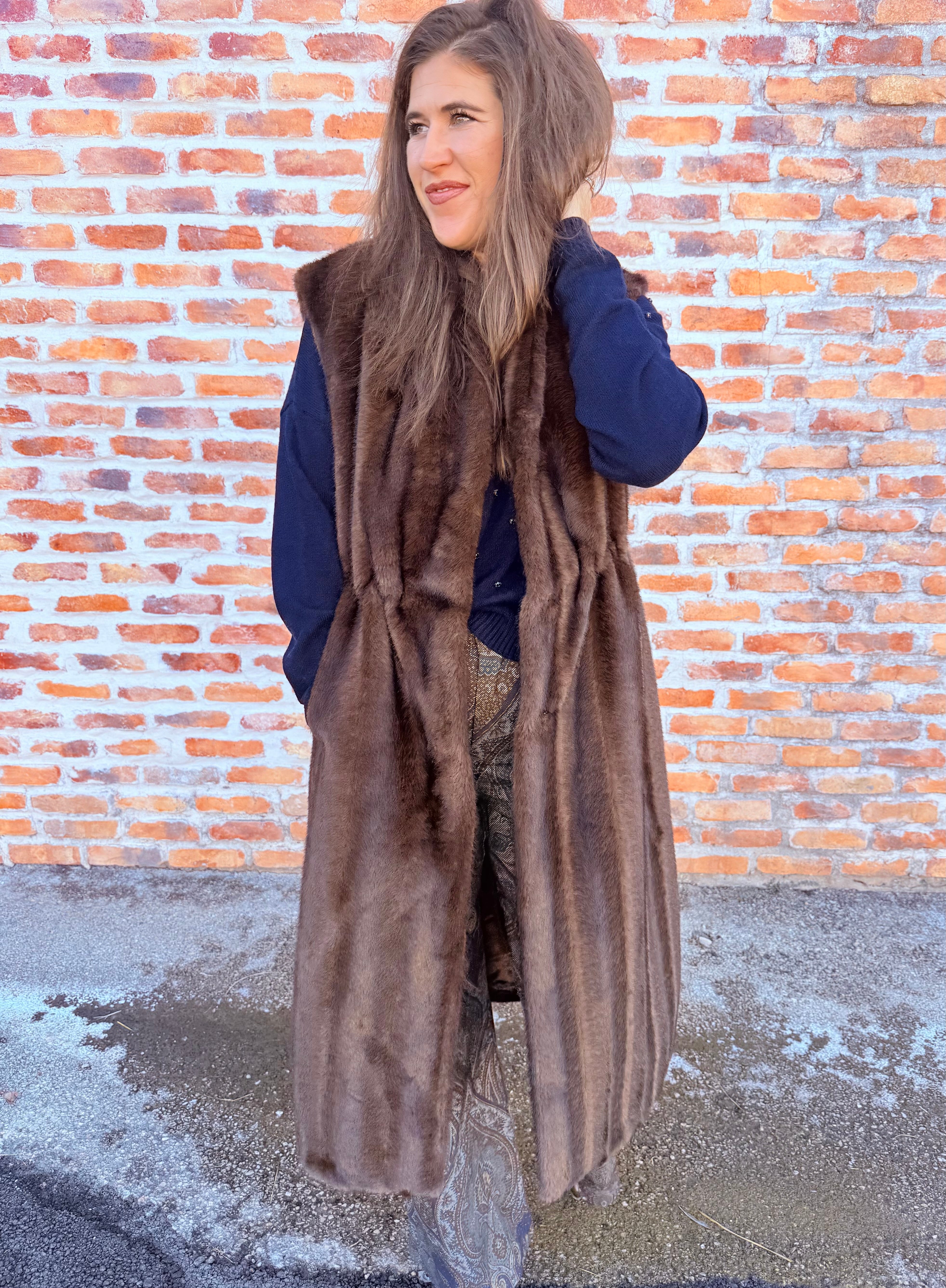 Straight Fit Faux Fur Vest