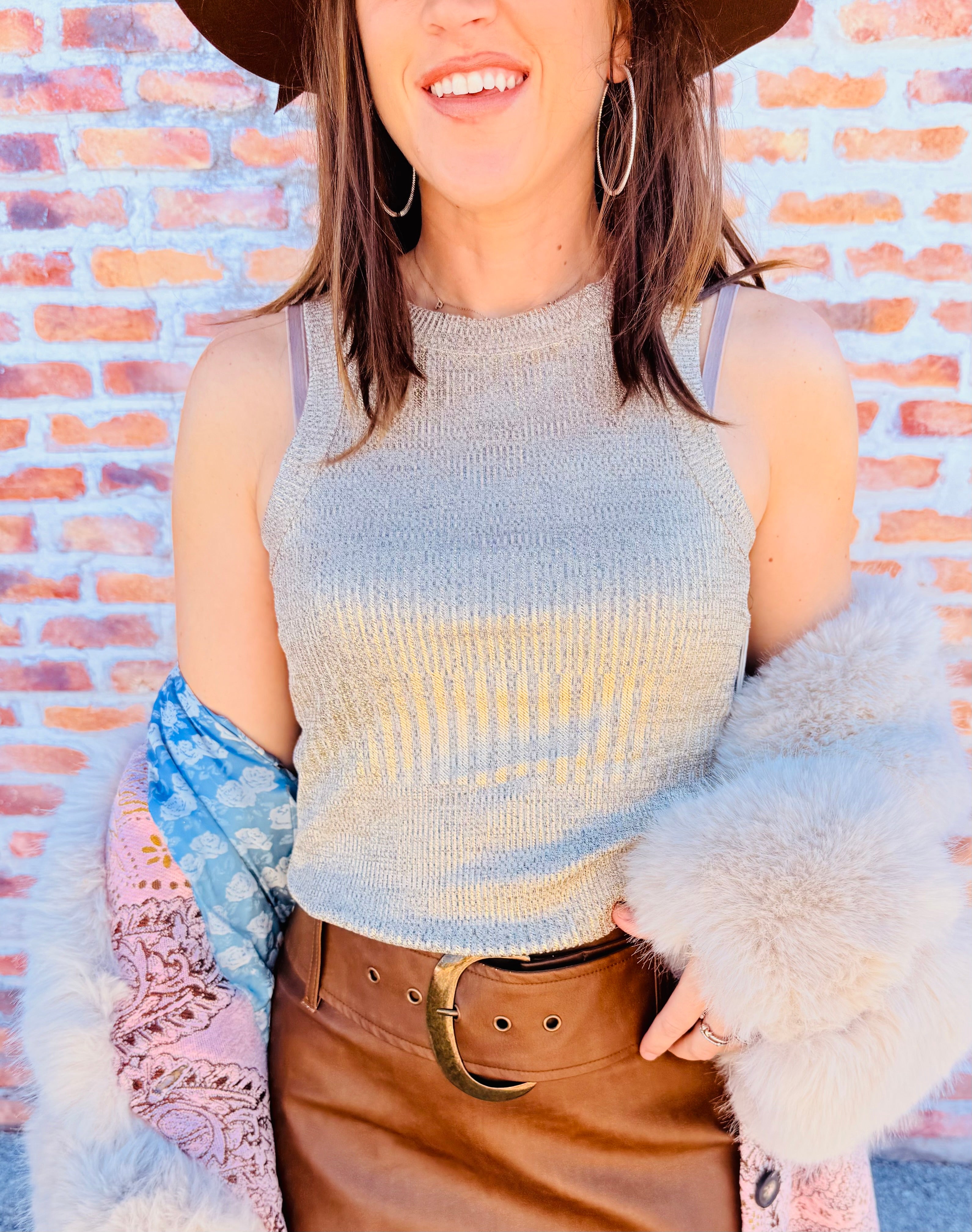 Pamela Gold Foil Tank