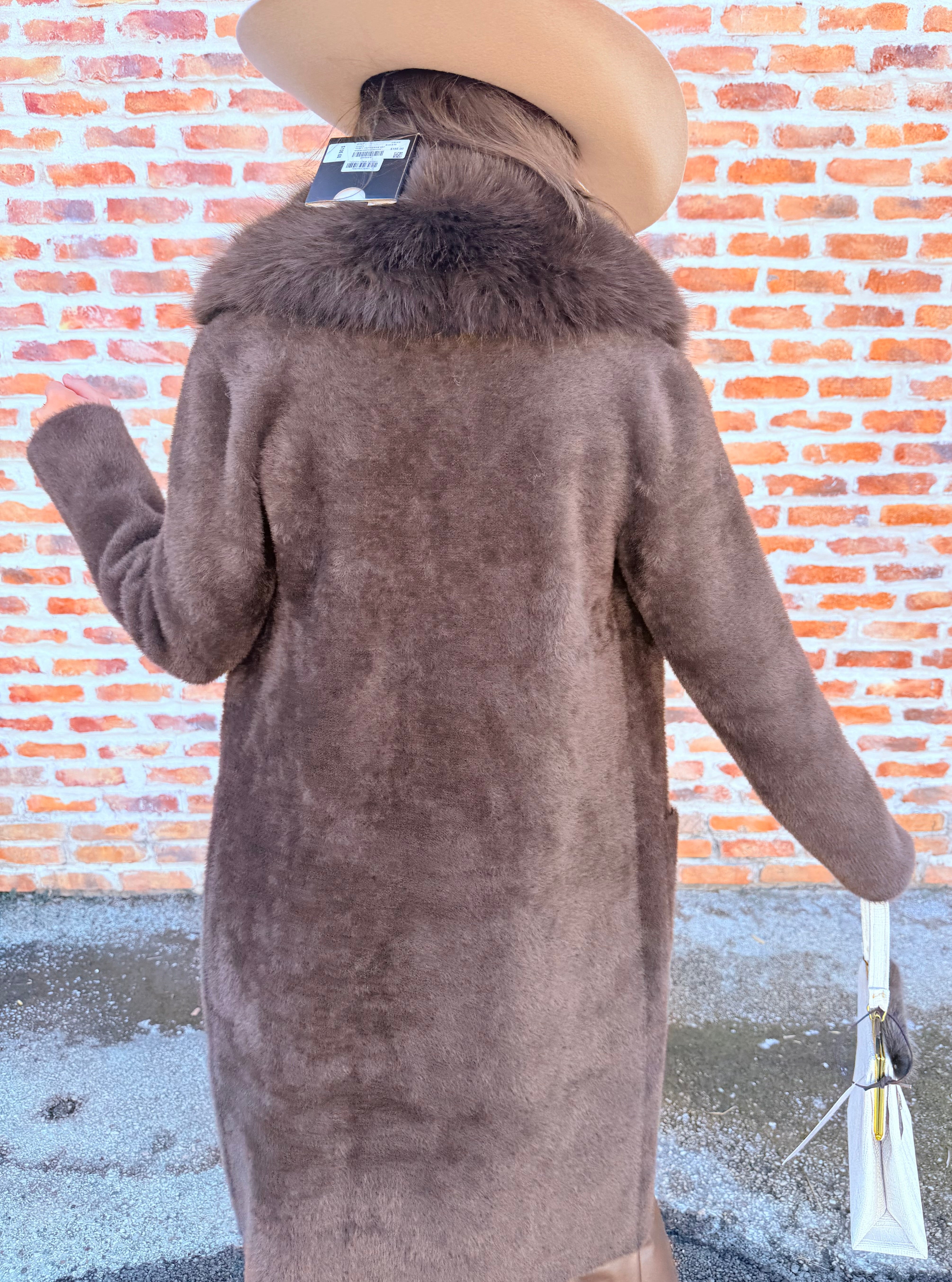 Detachable Faux-Fur Shawl Collar Coat