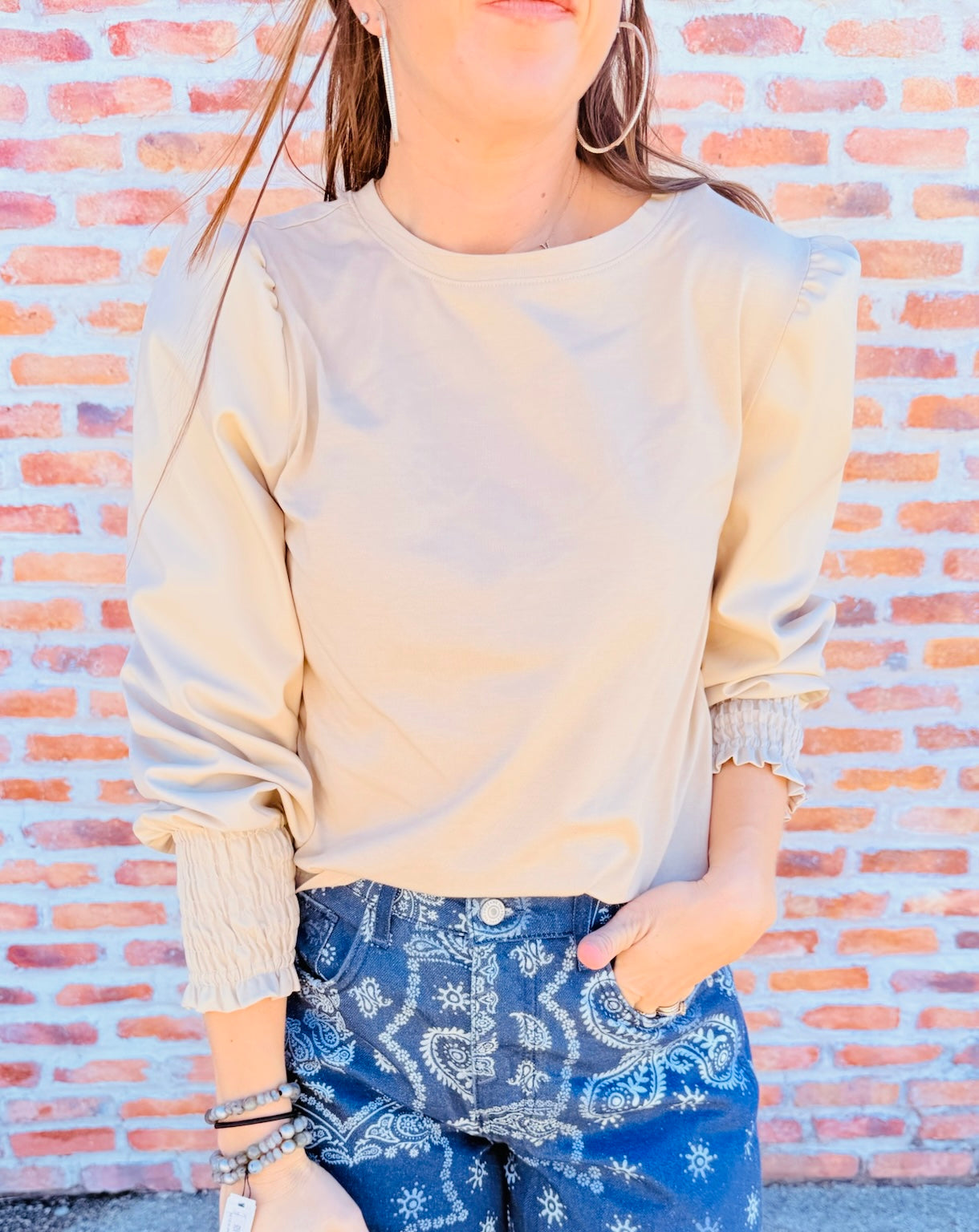 Giovana Leather Sleeve Top