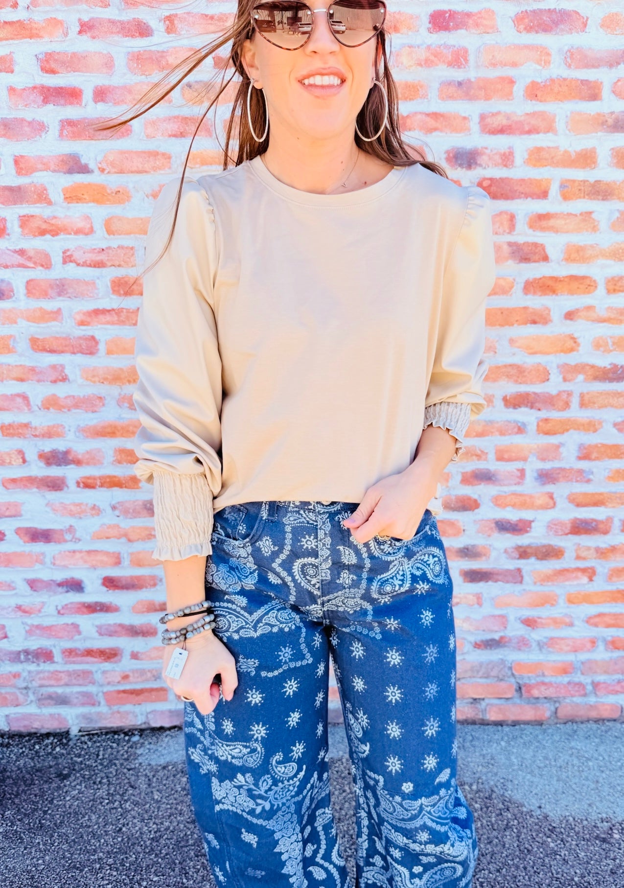 Giovana Leather Sleeve Top