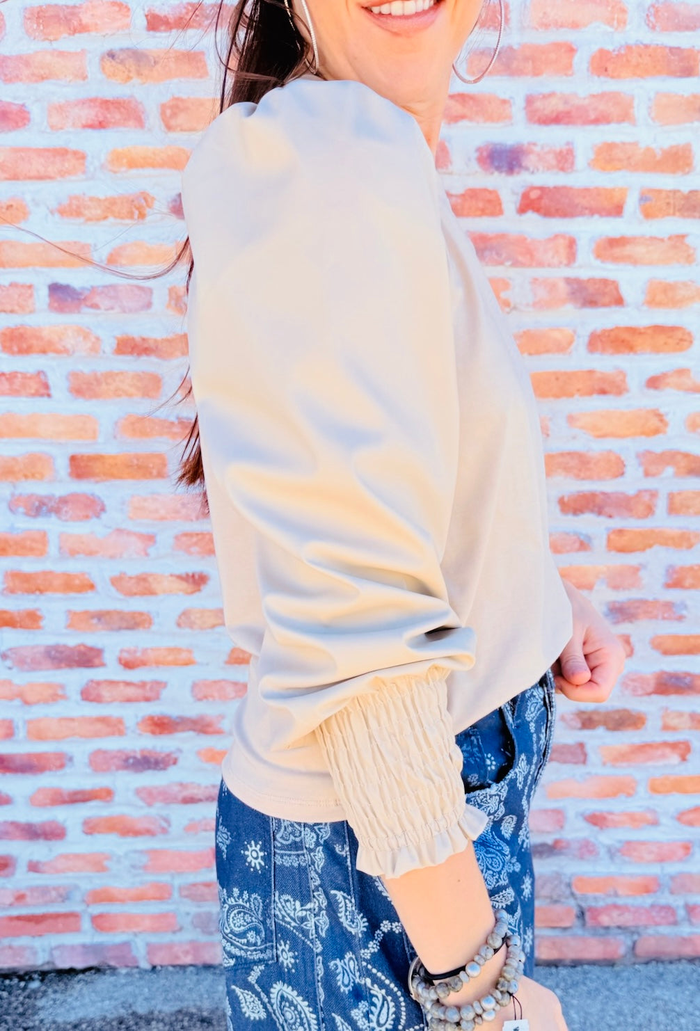 Giovana Leather Sleeve Top