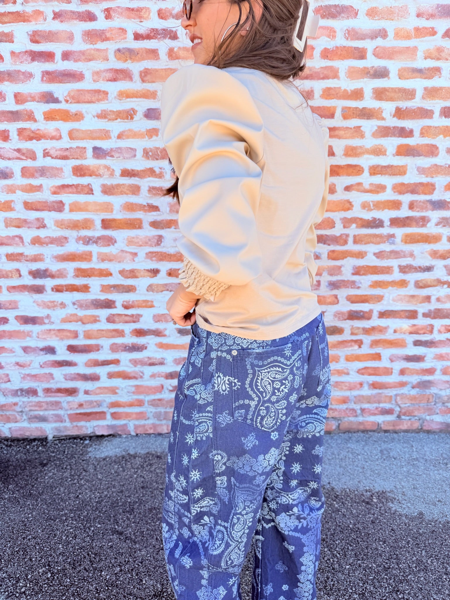 Giovana Leather Sleeve Top