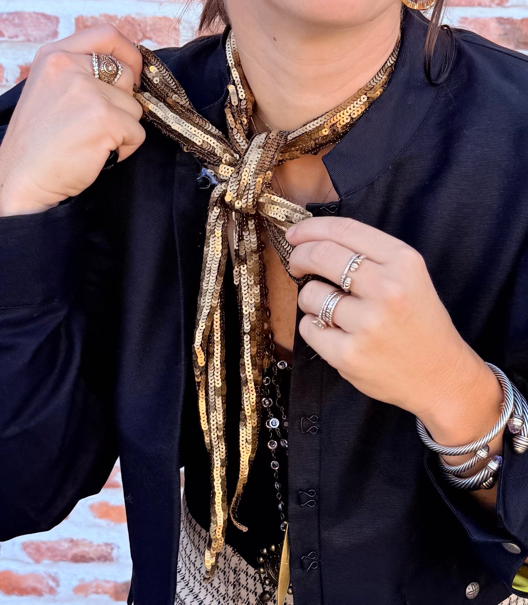 Veronique Sequin Skinny Scarf