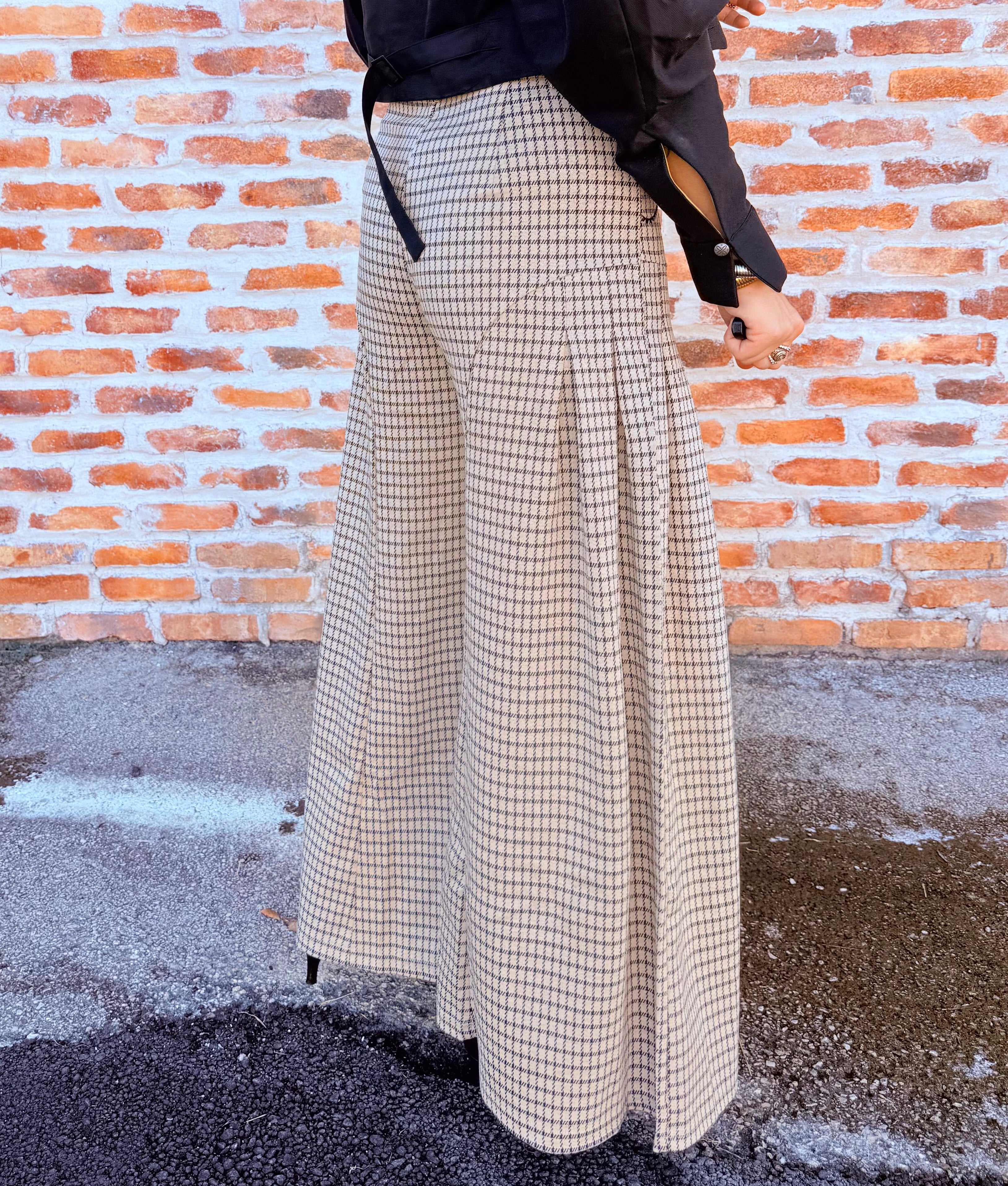 Check Jacquard Palazzo Pant