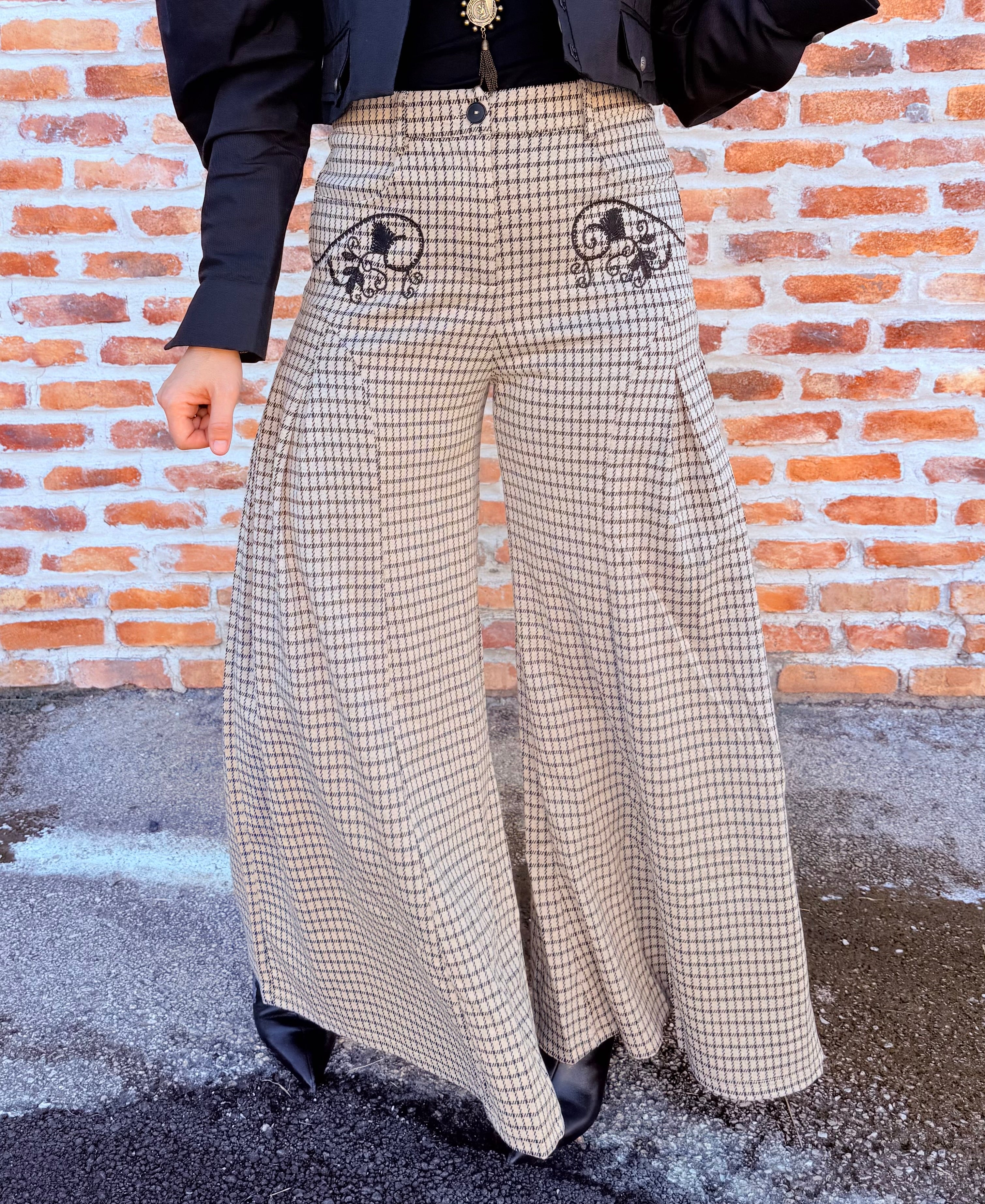 Check Jacquard Palazzo Pant