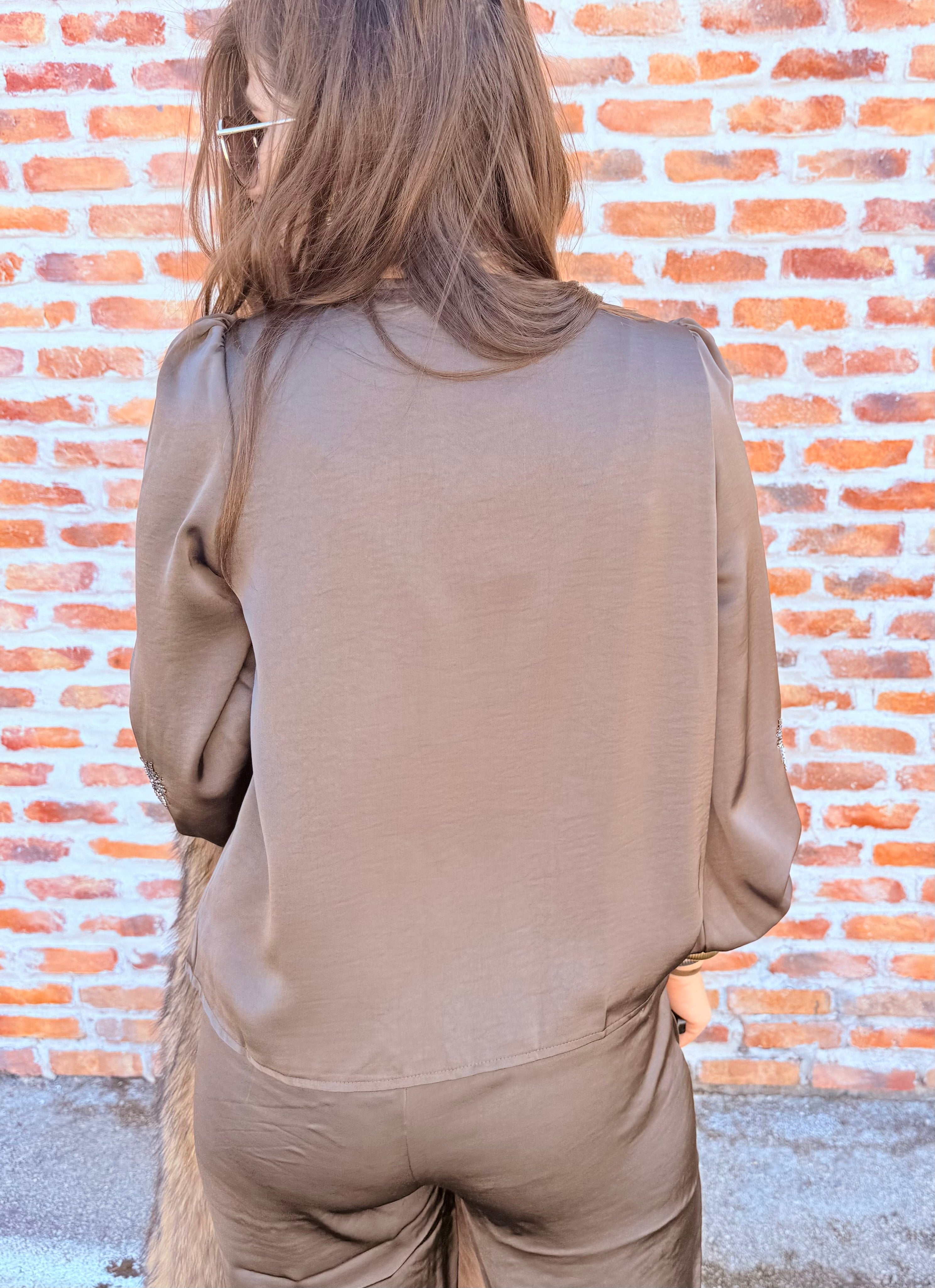 Blouse With Rhinestone Appliques
