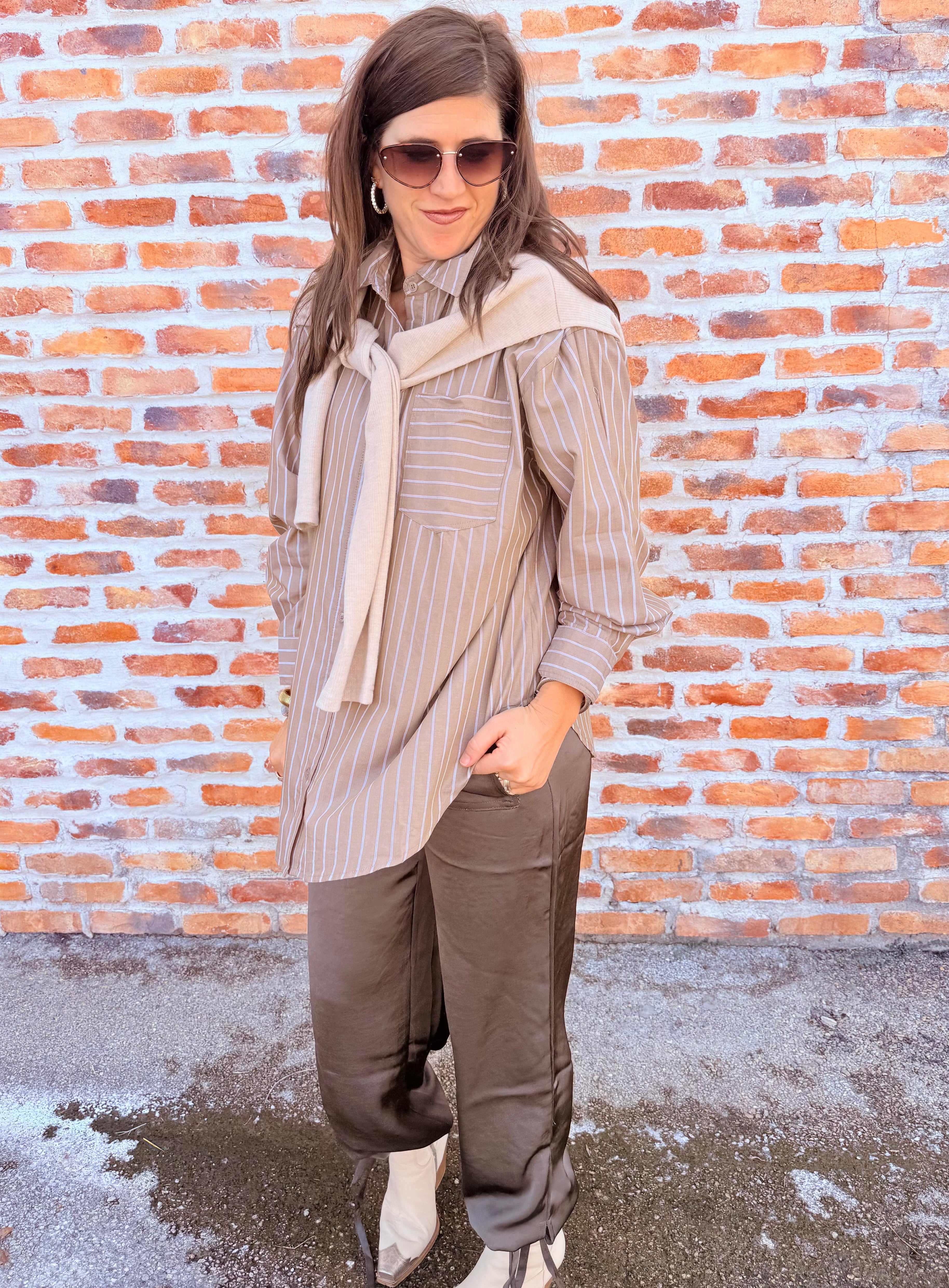 Hailey Stripe Poplin Sweater
