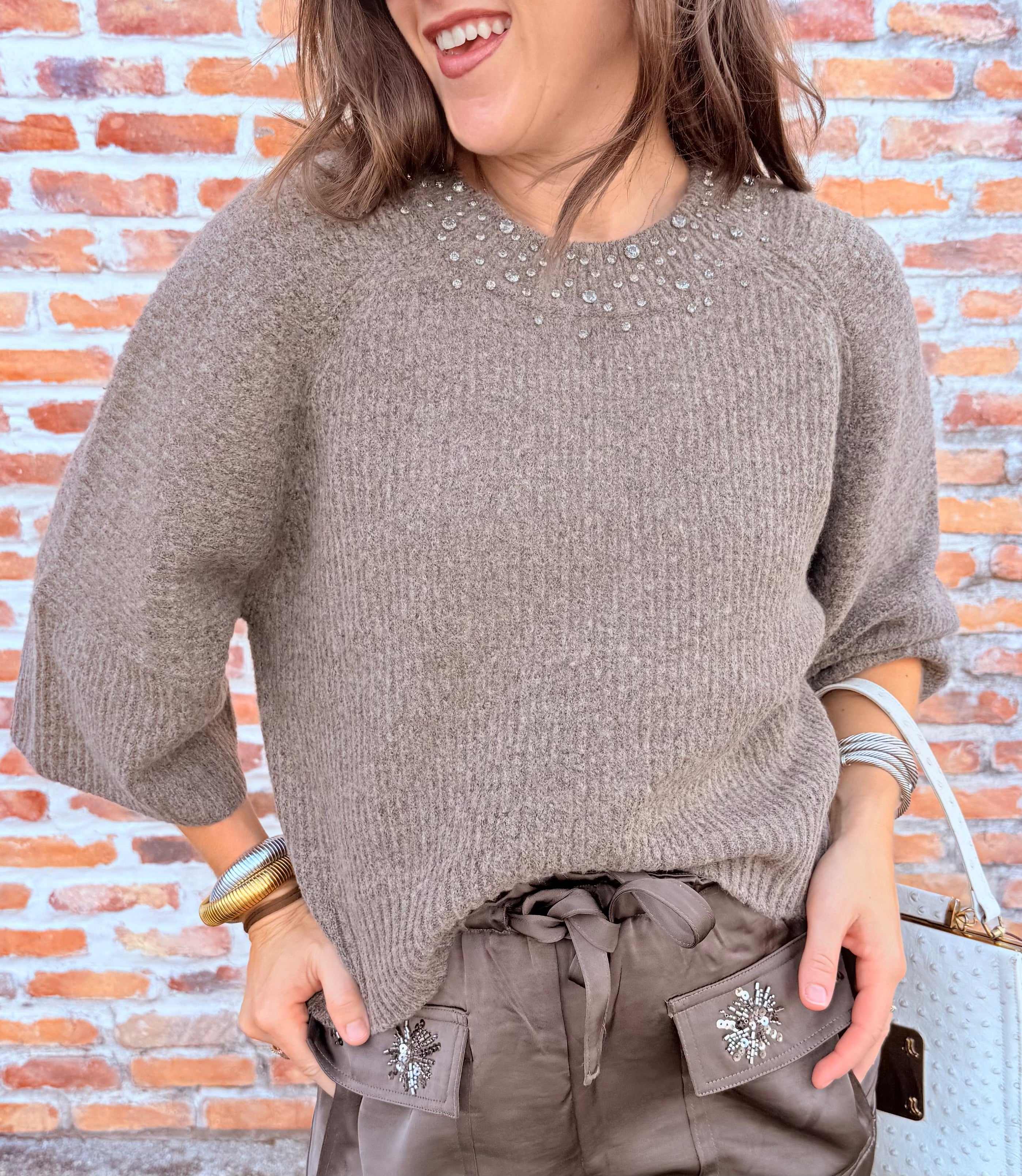 Sweater With Wool And Appliques