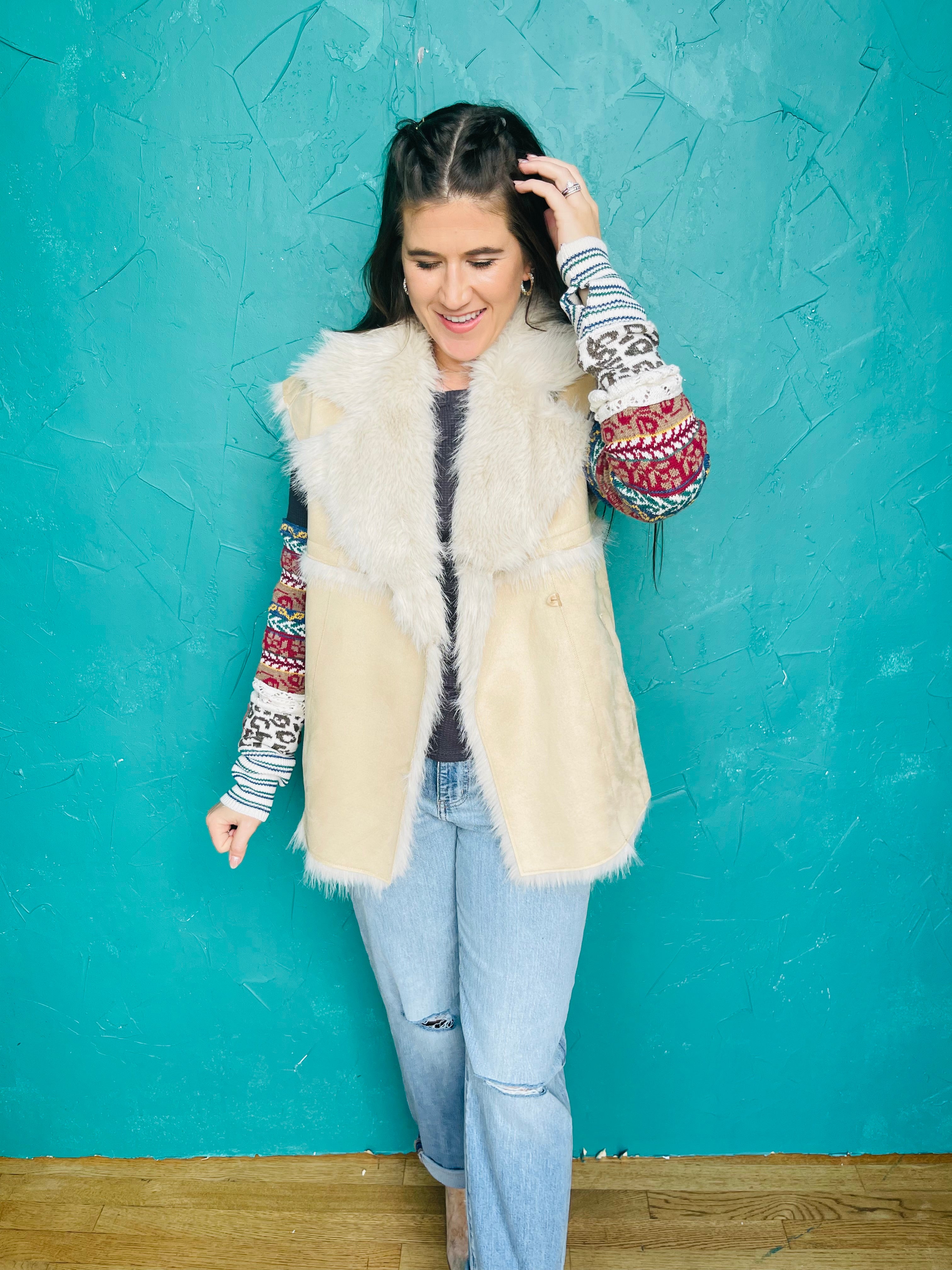 Tan Faux Fur Vest