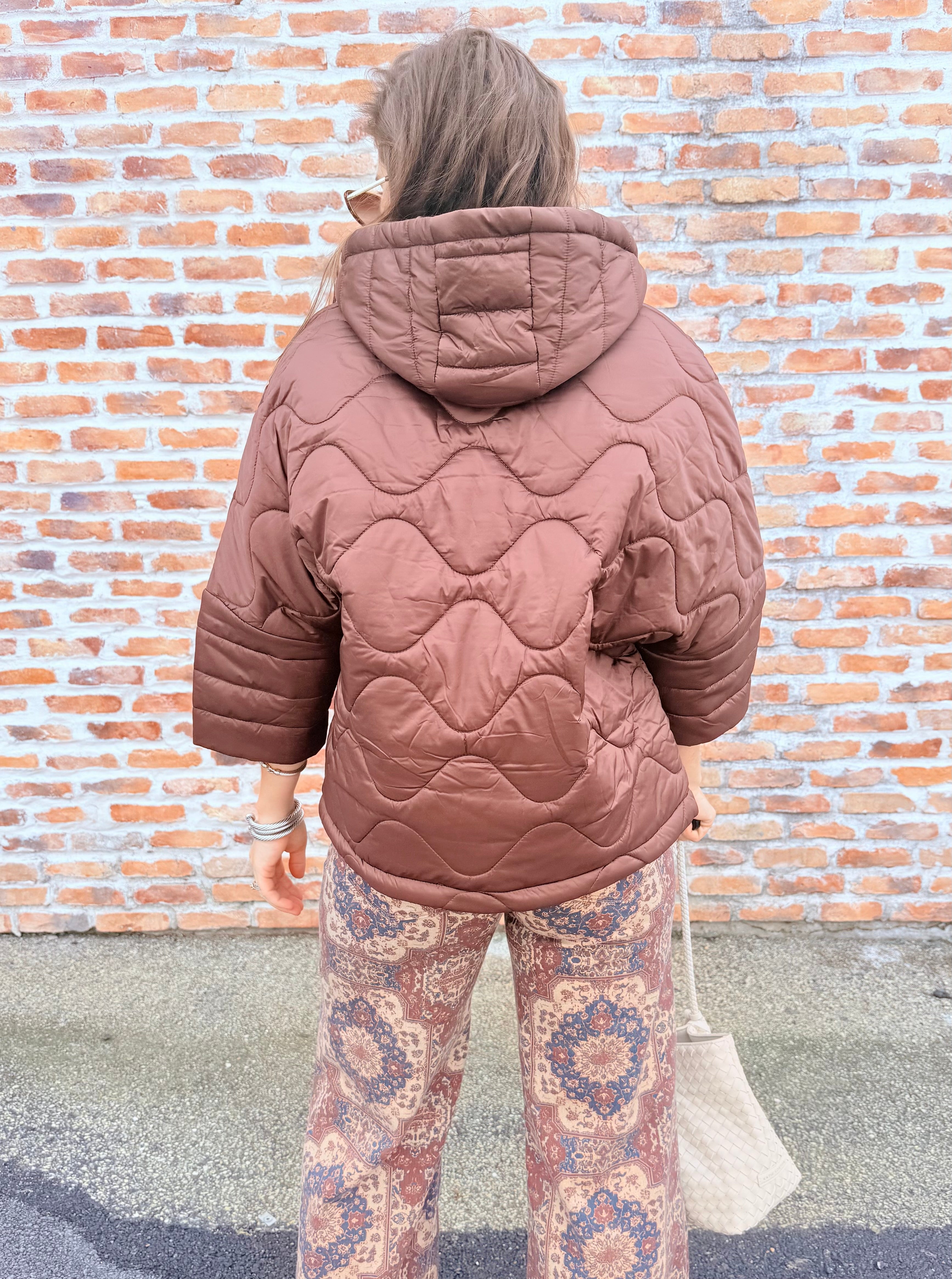 Hooded Quilted Cocoon Jacket