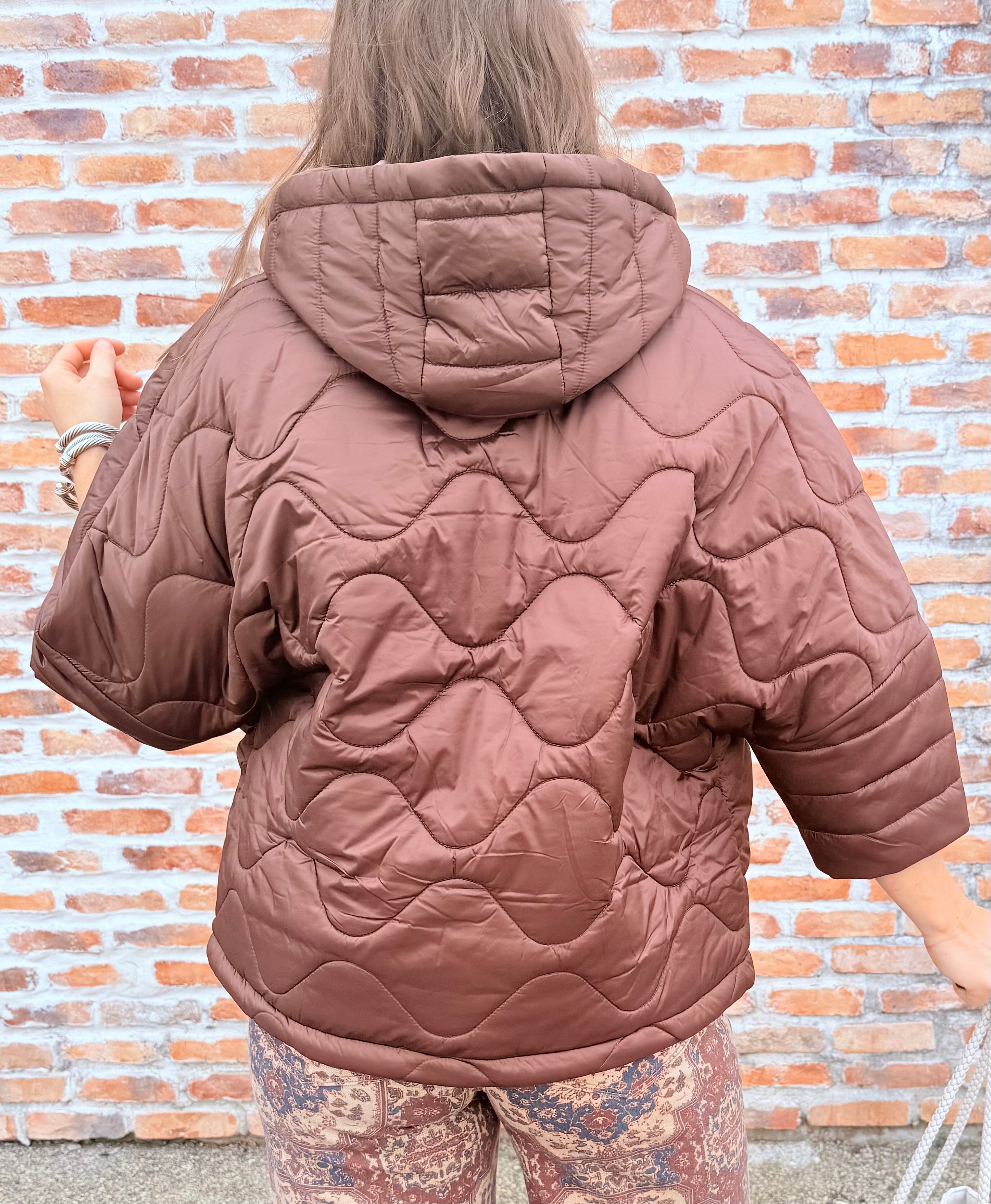 Hooded Quilted Cocoon Jacket