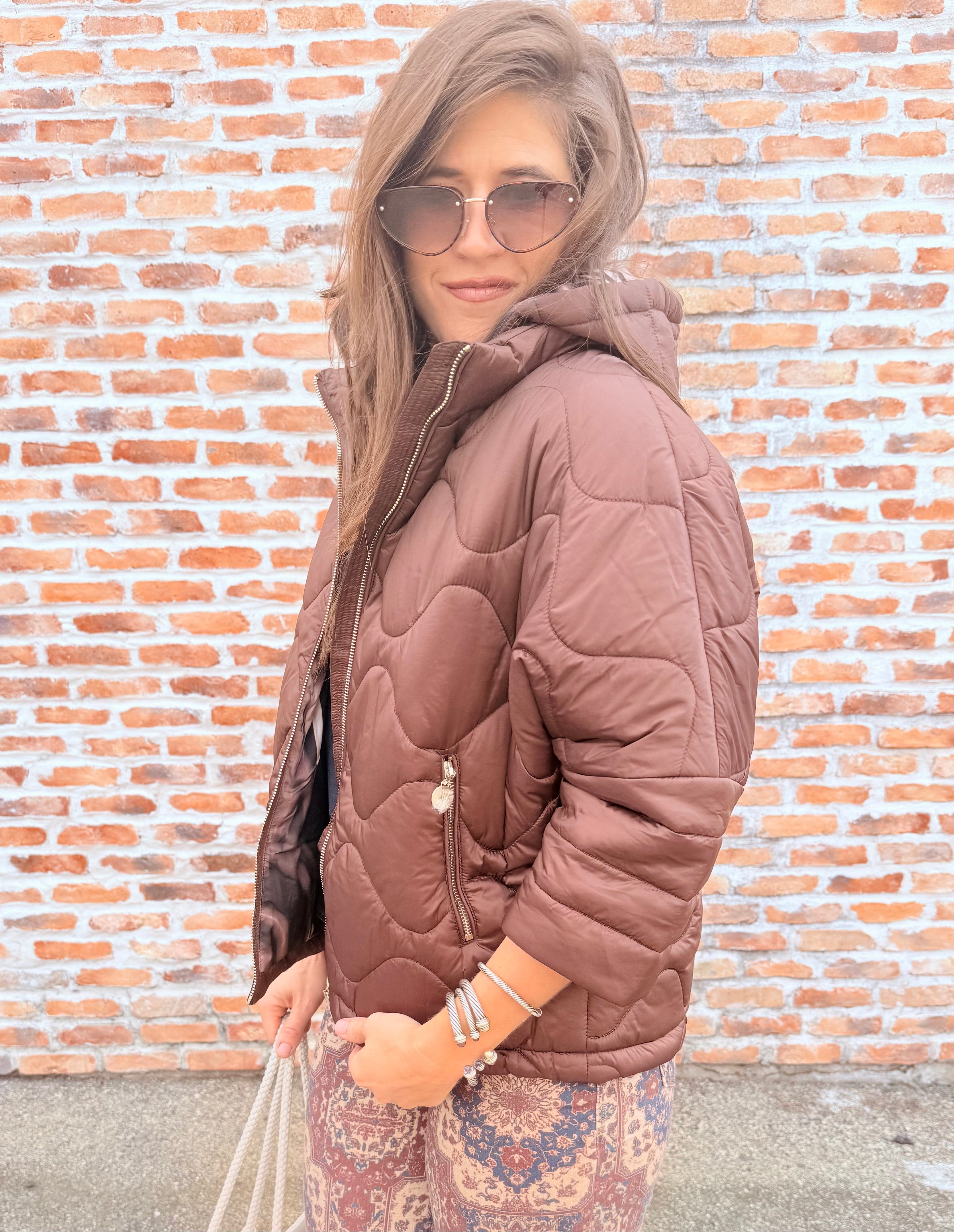 Hooded Quilted Cocoon Jacket